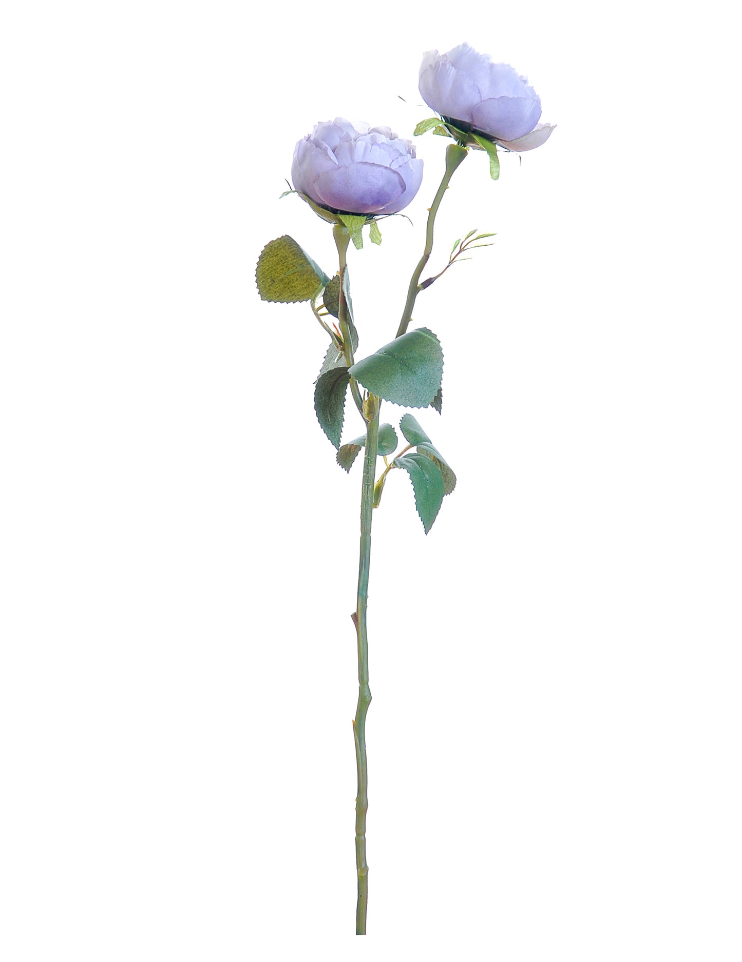 Lila umělé růže na stonku 46 cm, kytice 2 květin