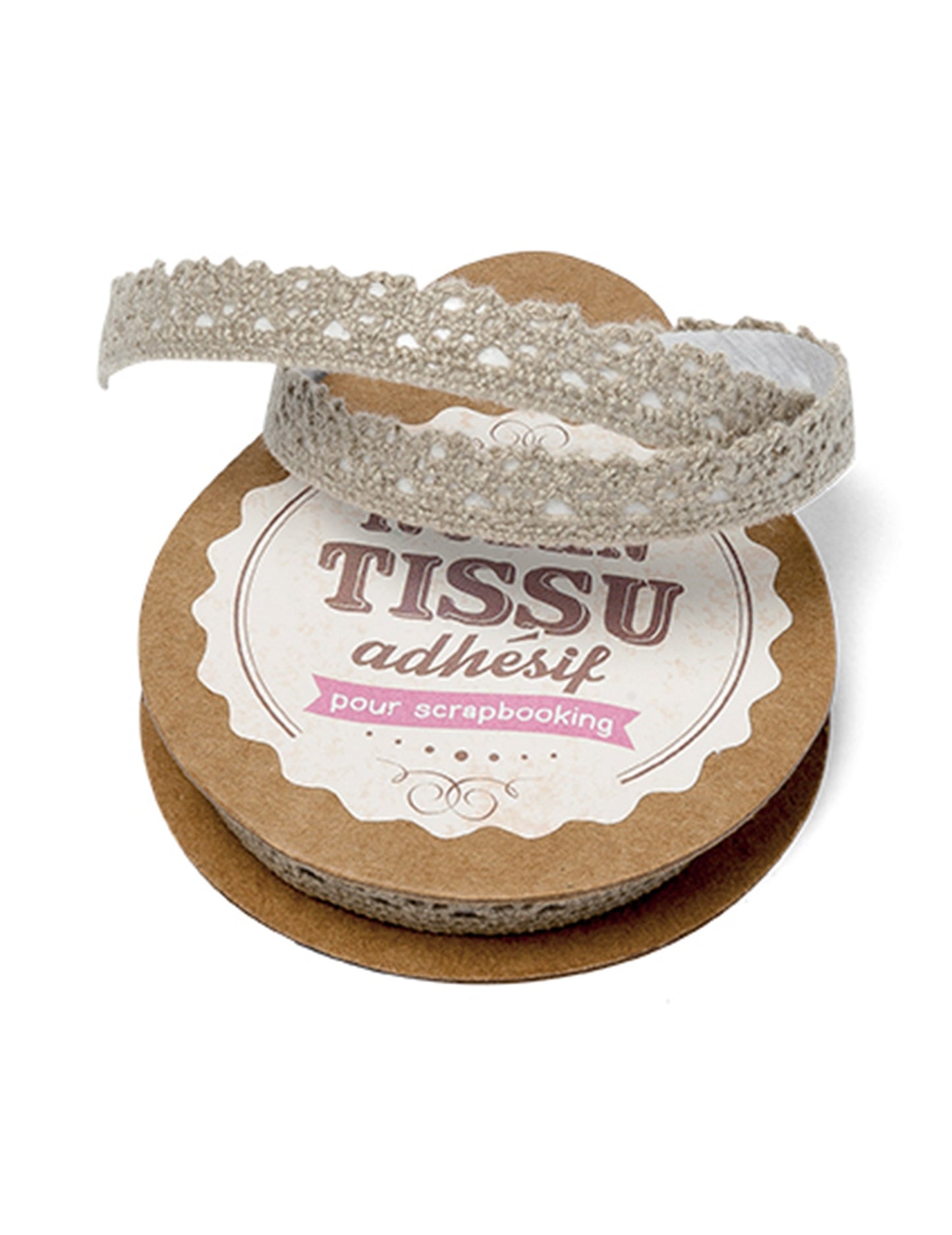 Taupe krajková lepicí páska 2 metry pro scrapbooking