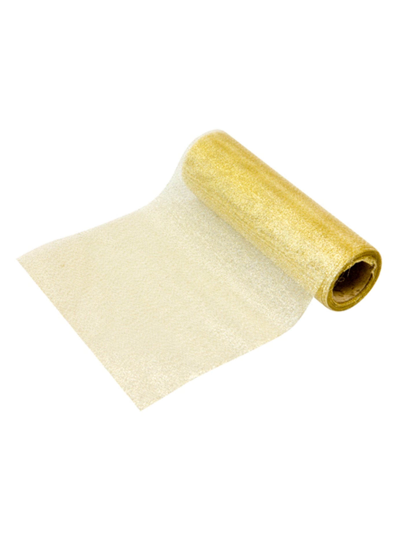 Zlatá metalická stuha 5 m x 15 cm v jemném třpytivém tylu