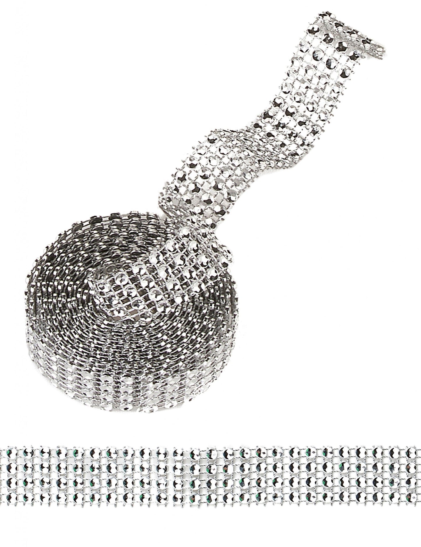 Stříbrná stuha s kamínky 1,8 m x 2 cm