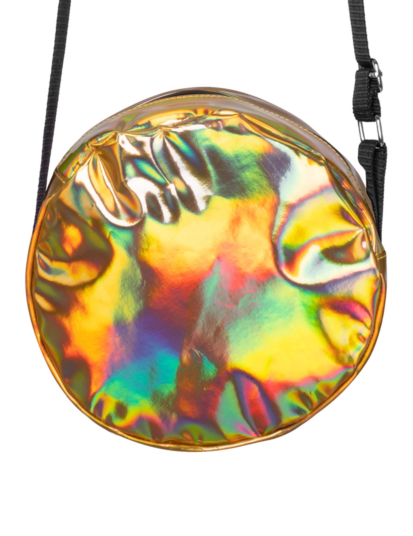 Zlatá holografická kulatá crossbody kabelka