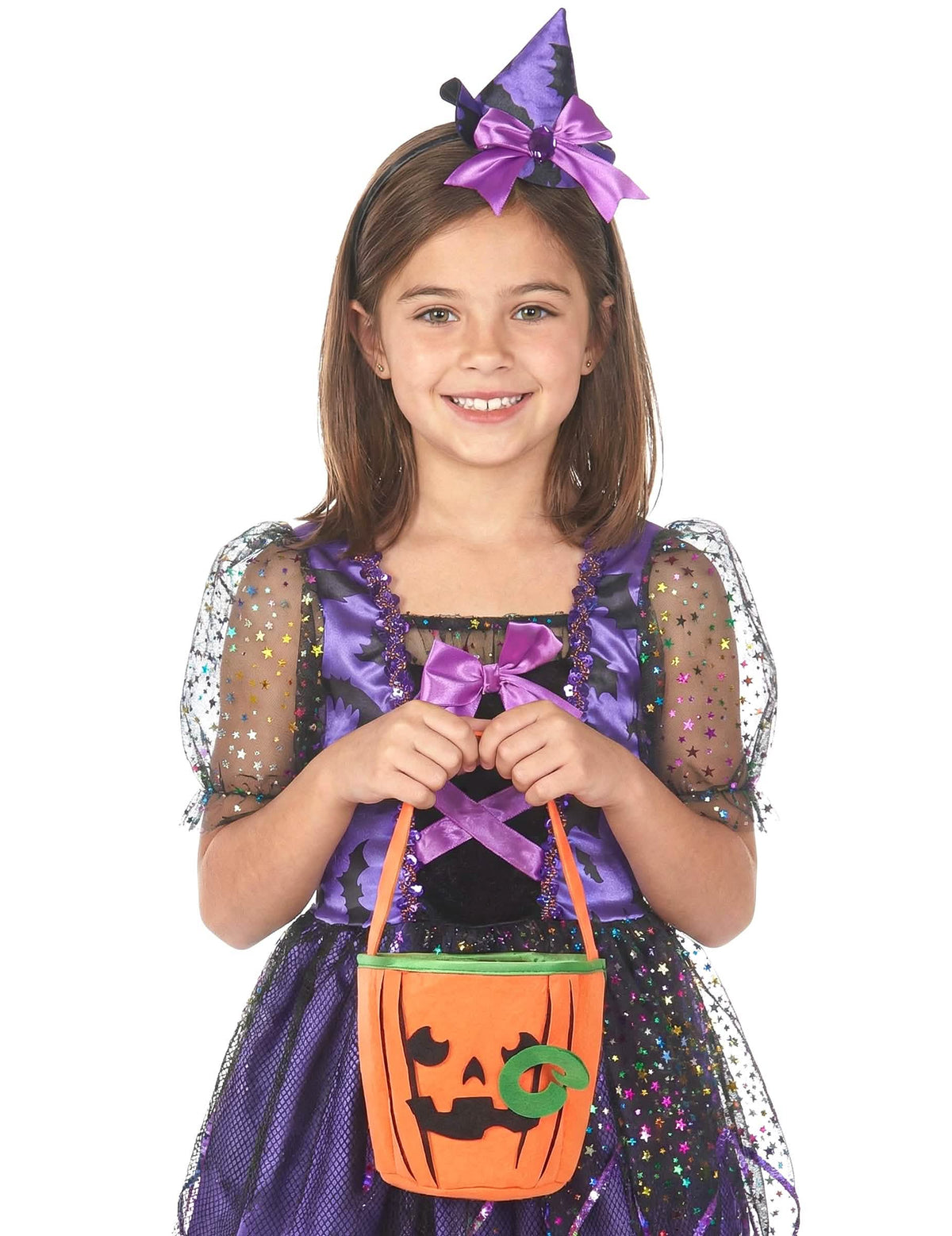Děsivý halloweenský sáček s dýní pro dítě oranžová a zelená