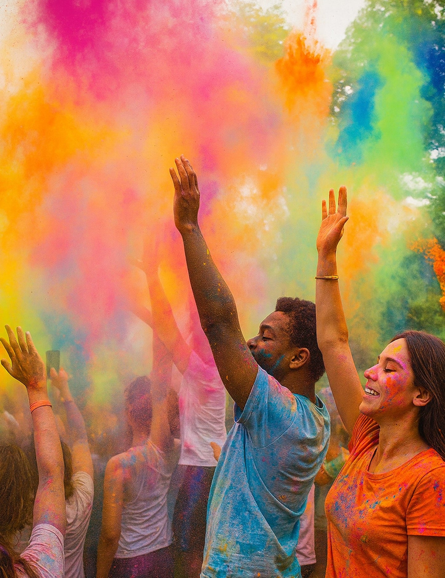 500g sáček fluorescenčně oranžového prášku s efektem Holi