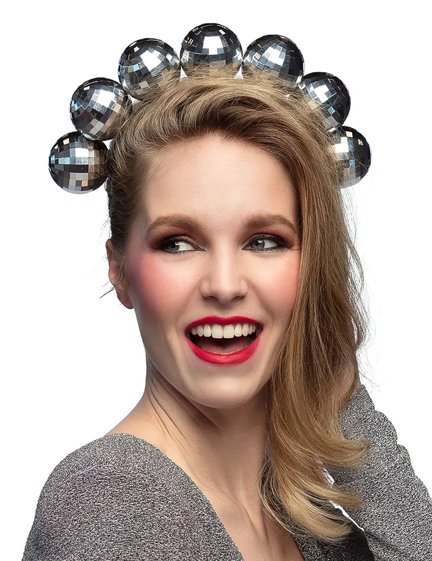 Stříbrná čelenka pro dospělé s disco koulí