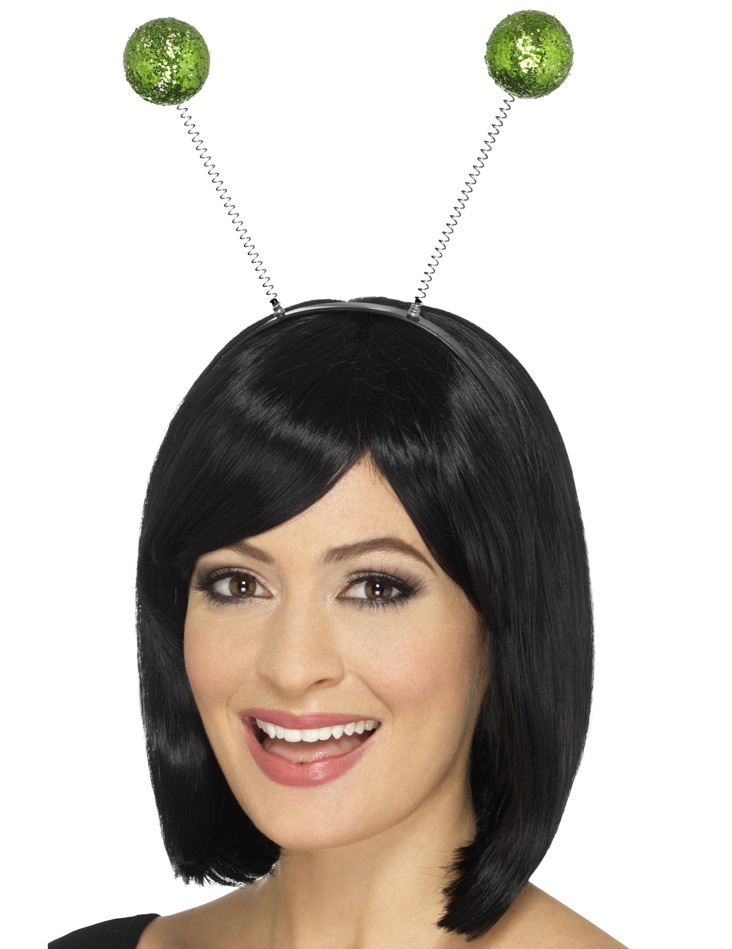 Zelená flitrovaná čelenka s kuličkami pro dospělé