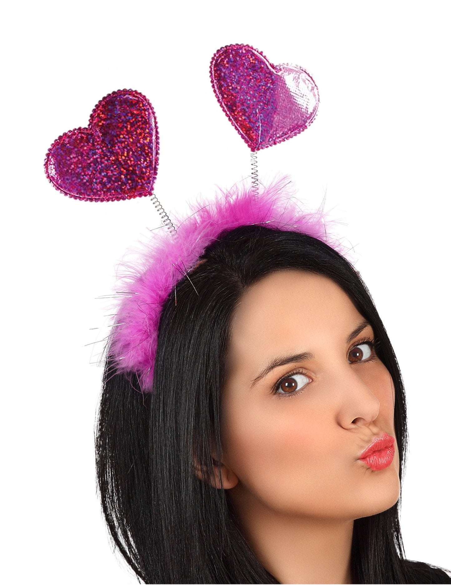 Čelenka pro dospělé s flitrovaným srdíčkem a kožešinou