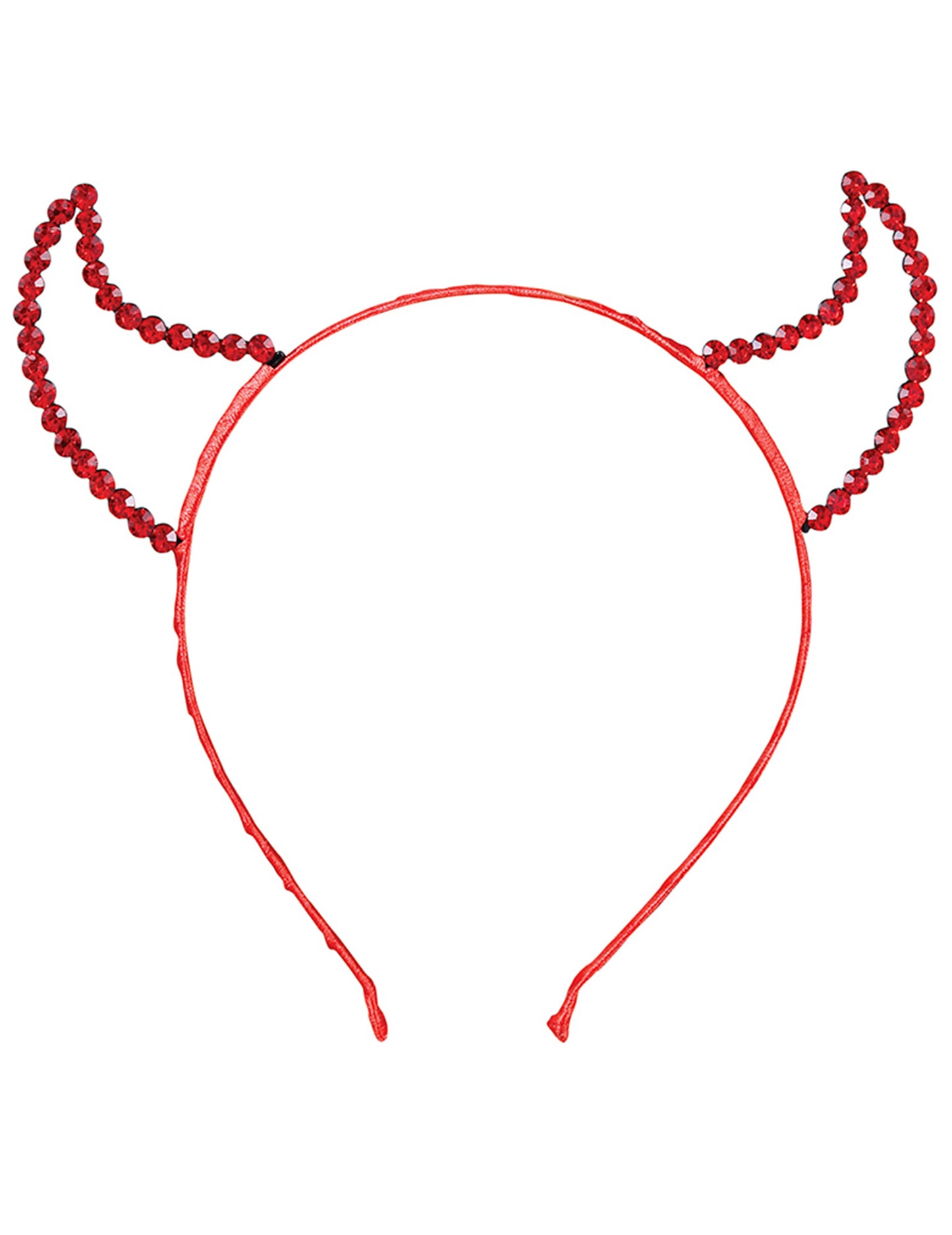 Dámská červená čelenka s kamínky a ďáblem