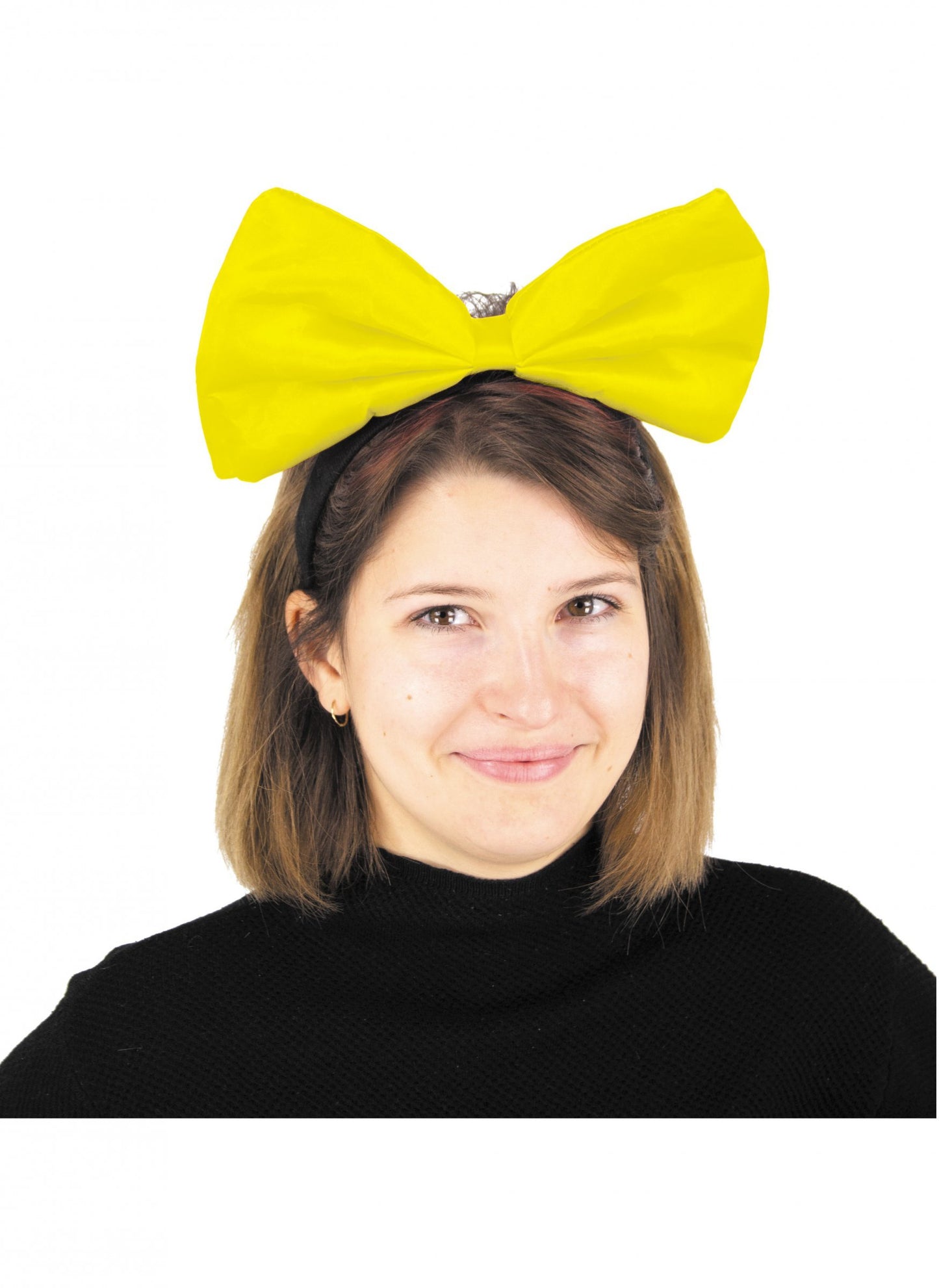 Velká neonově žlutá čelenka s mašlí pro dospělé