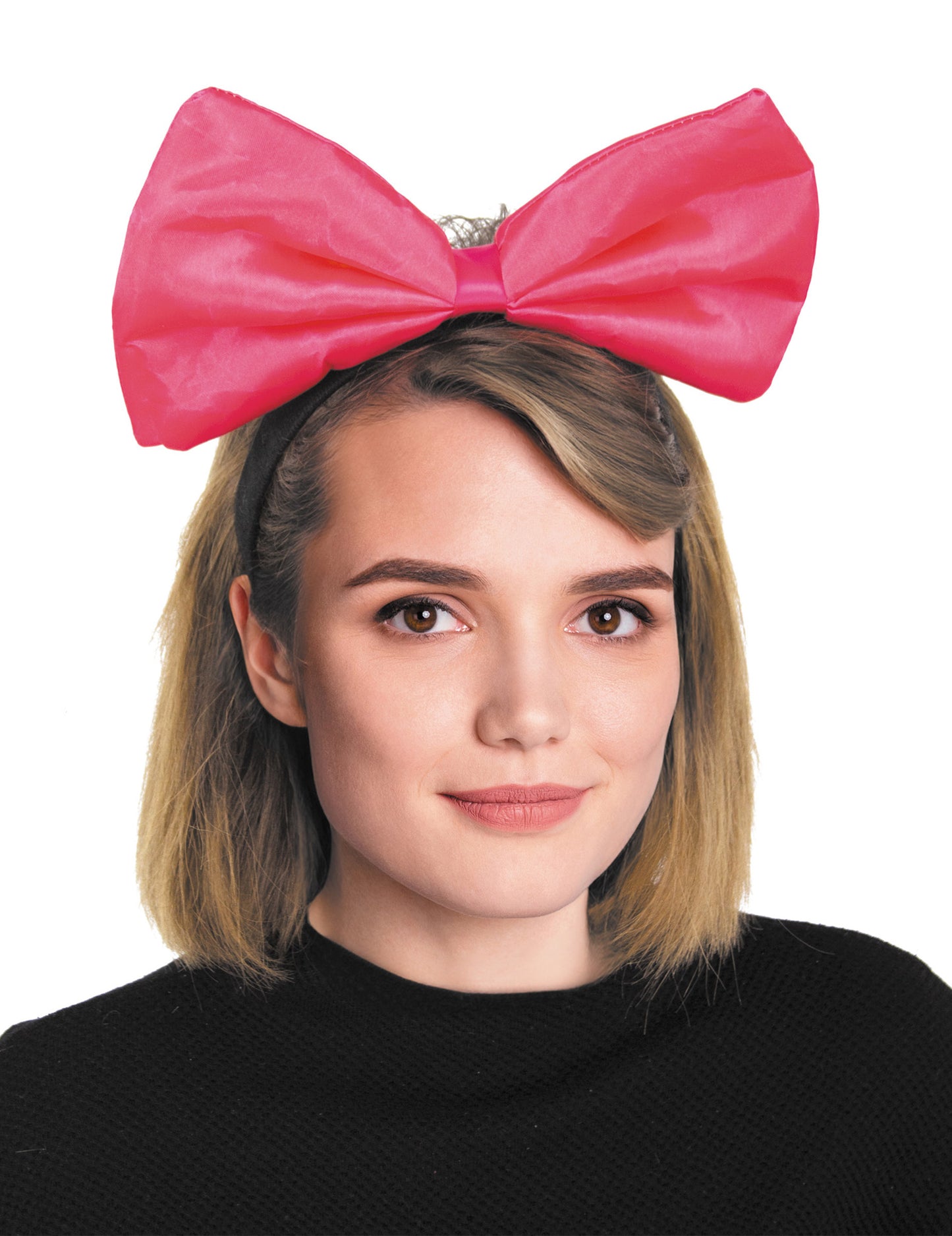 Velká čelenka s neonově růžovou mašlí pro dospělé