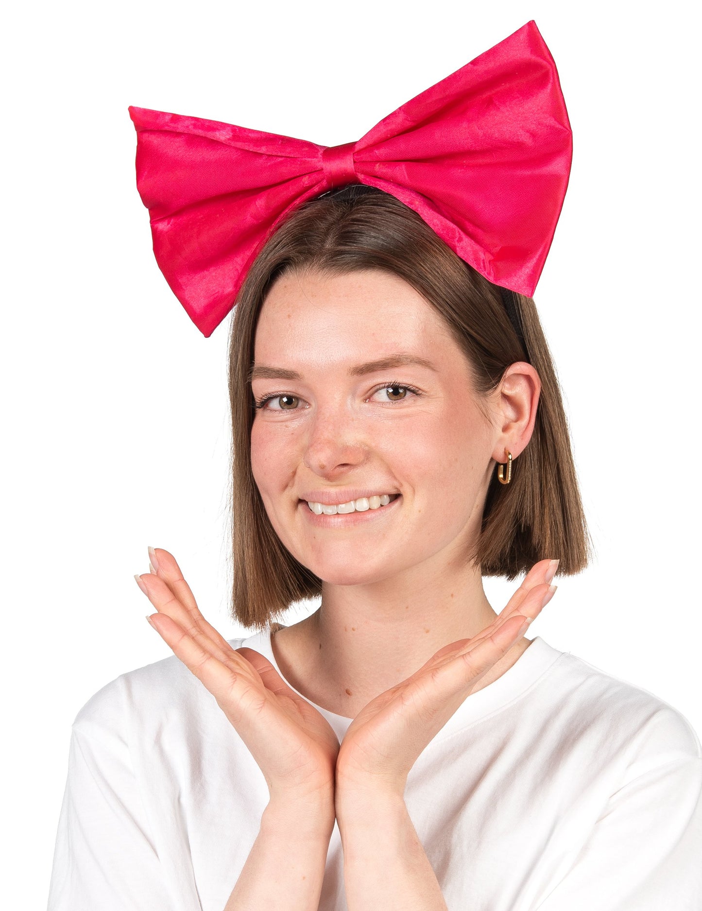 Velká čelenka s neonově růžovou mašlí pro dospělé