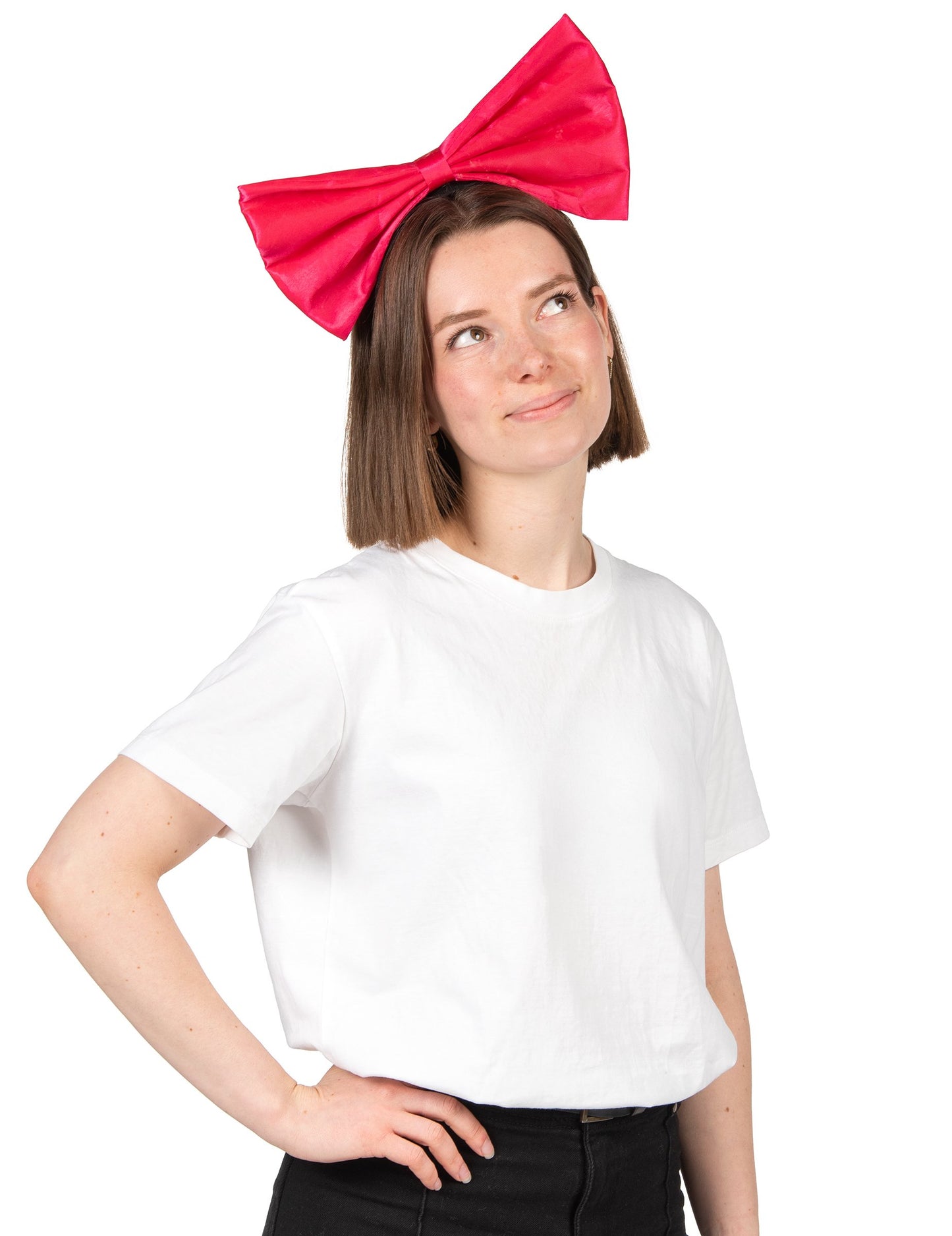 Velká čelenka s neonově růžovou mašlí pro dospělé