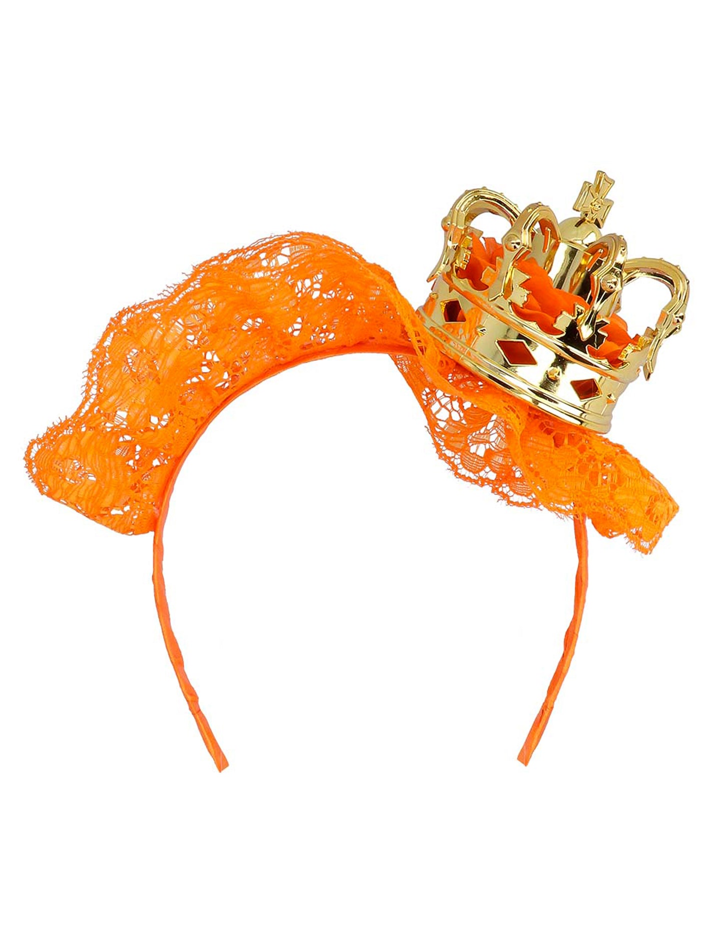 Oranžová čelenka s mini korunkou pro dospělé