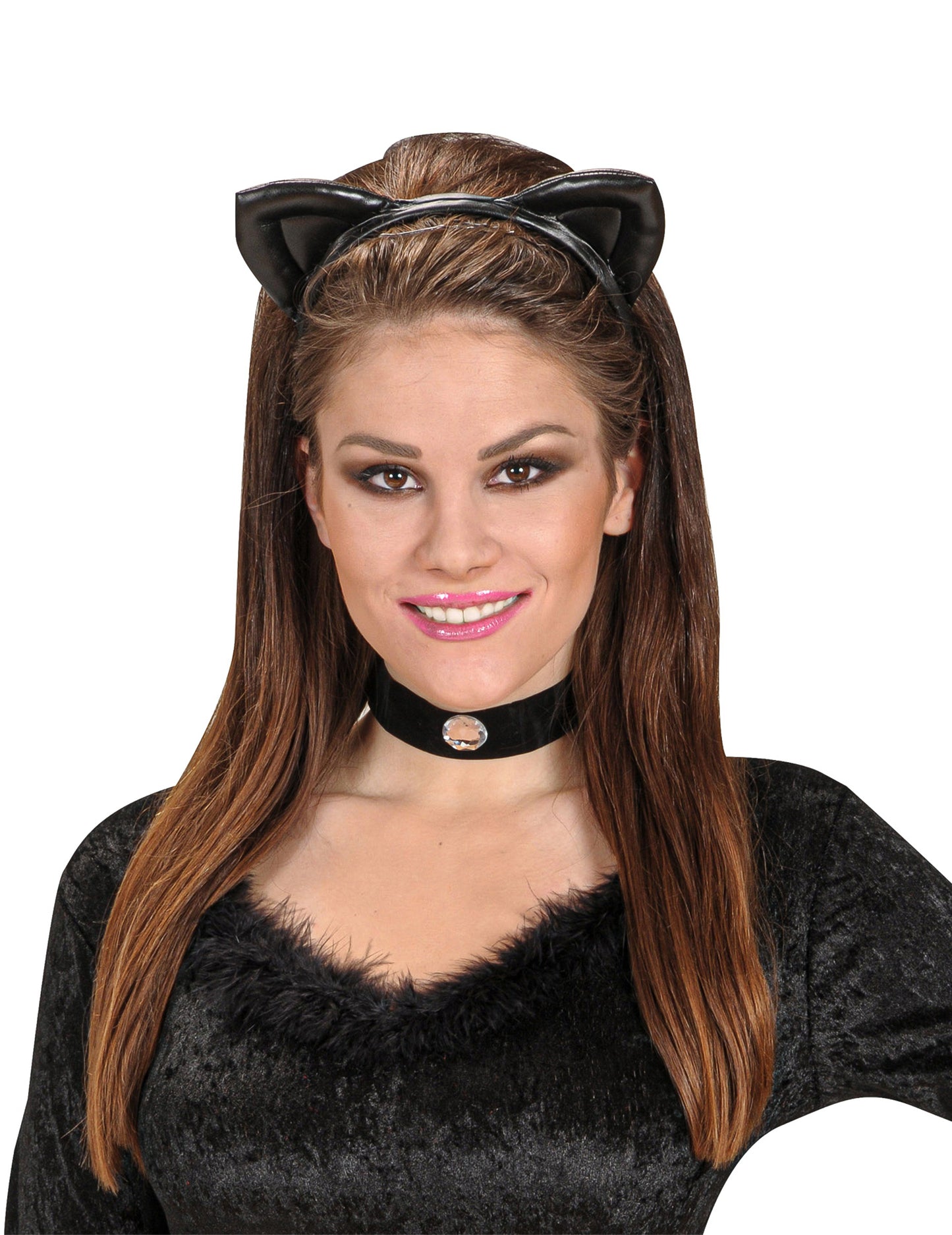 Čelenka pro dospělé černé kočky s ušima