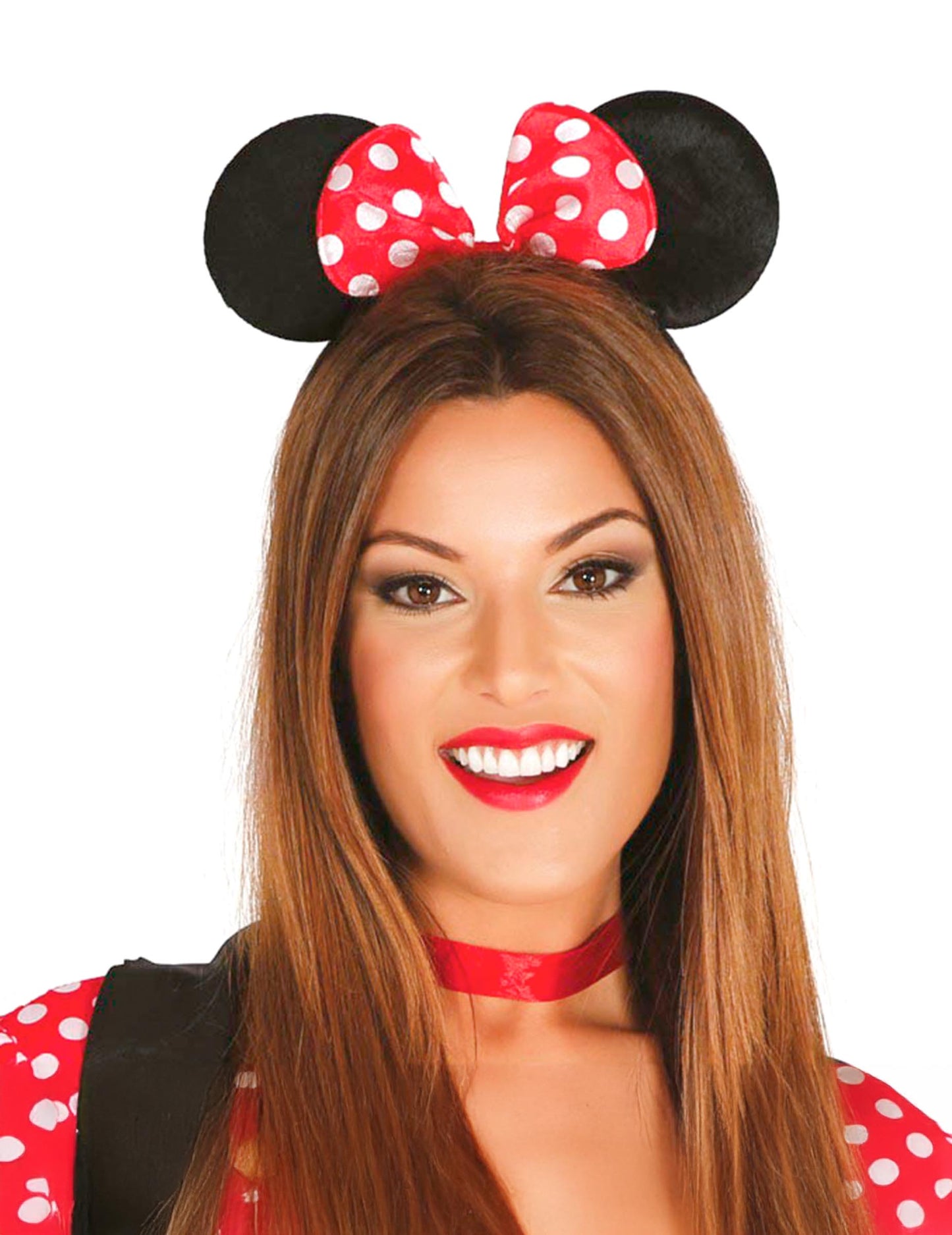 Dámská čelenka s myšími ušima a puntíkovanou mašlí