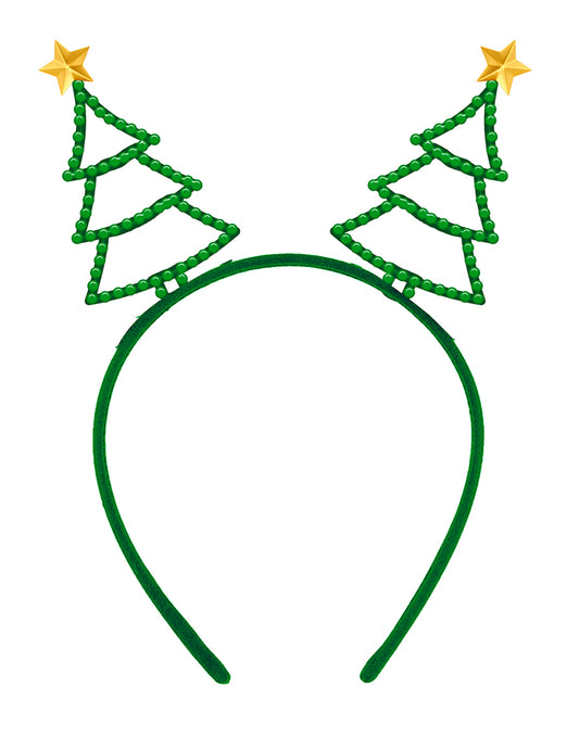 Vue de face du serre-tête sapins de Noël à strass