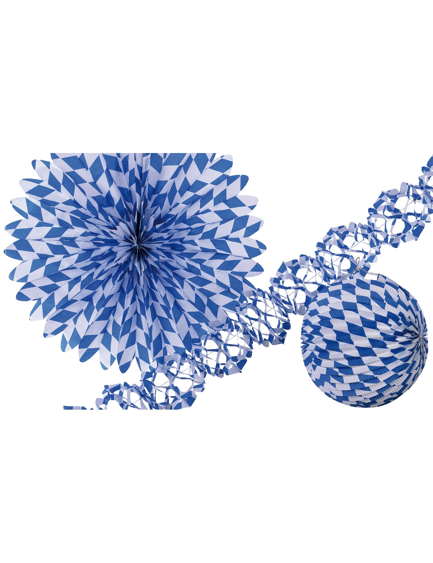 Sada modrých a bílých dekorací