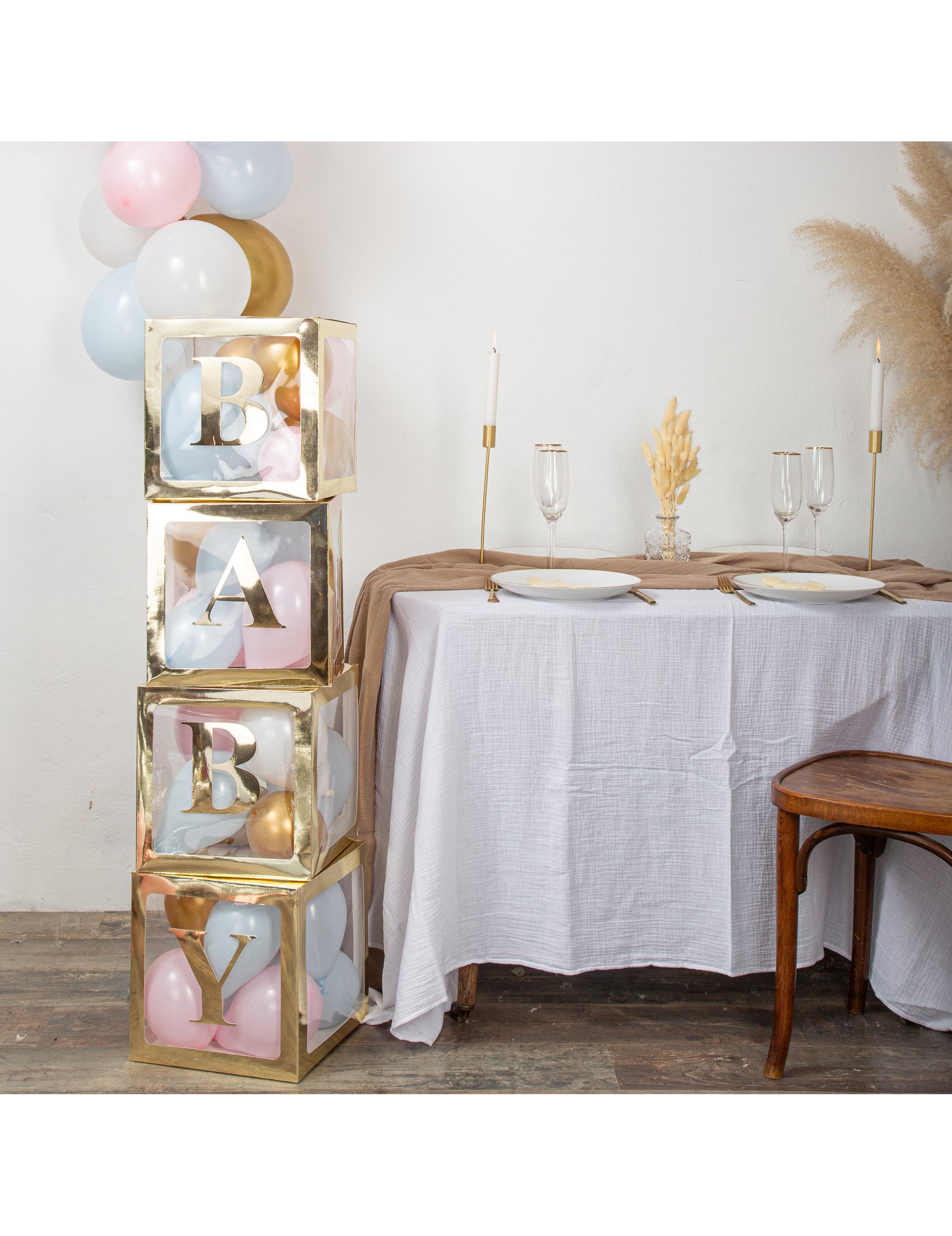 Samolepky baby zlatá písmena 15 cm na baby shower