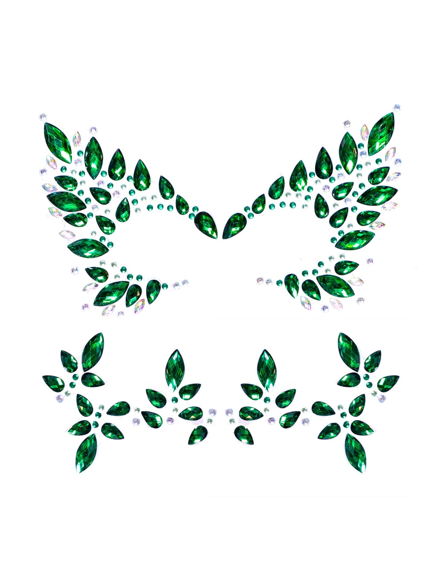 Zelené jedovaté samolepicí kamínky na obličej a tělo