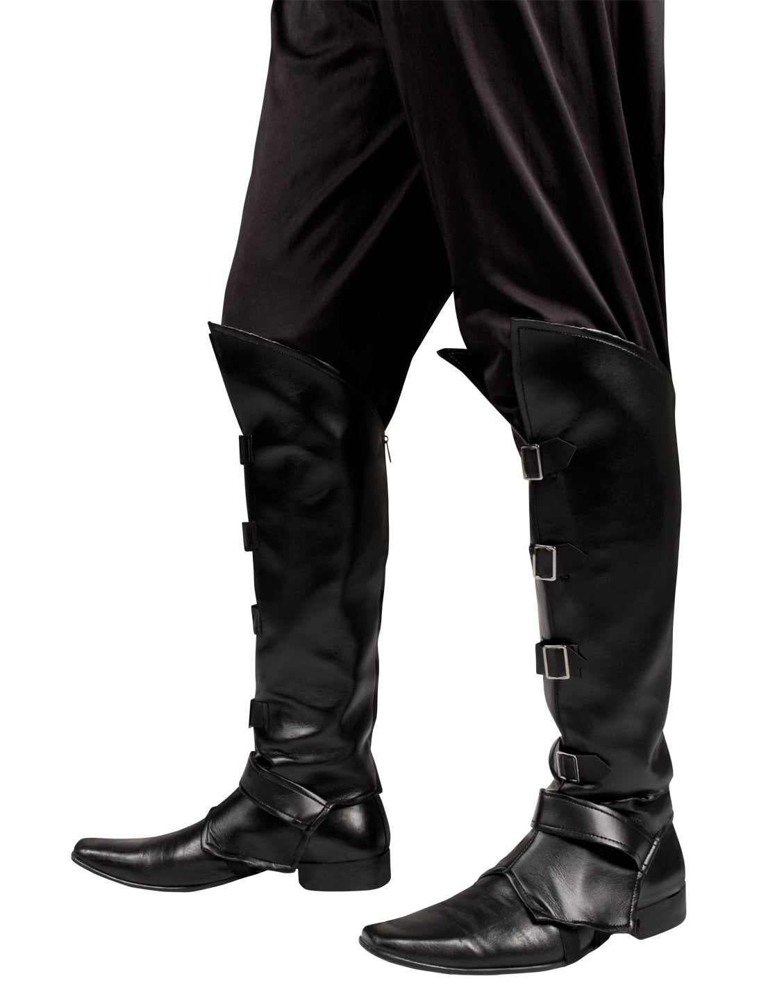 Černé návleky na kozačky s efektem kůže pro dospělé