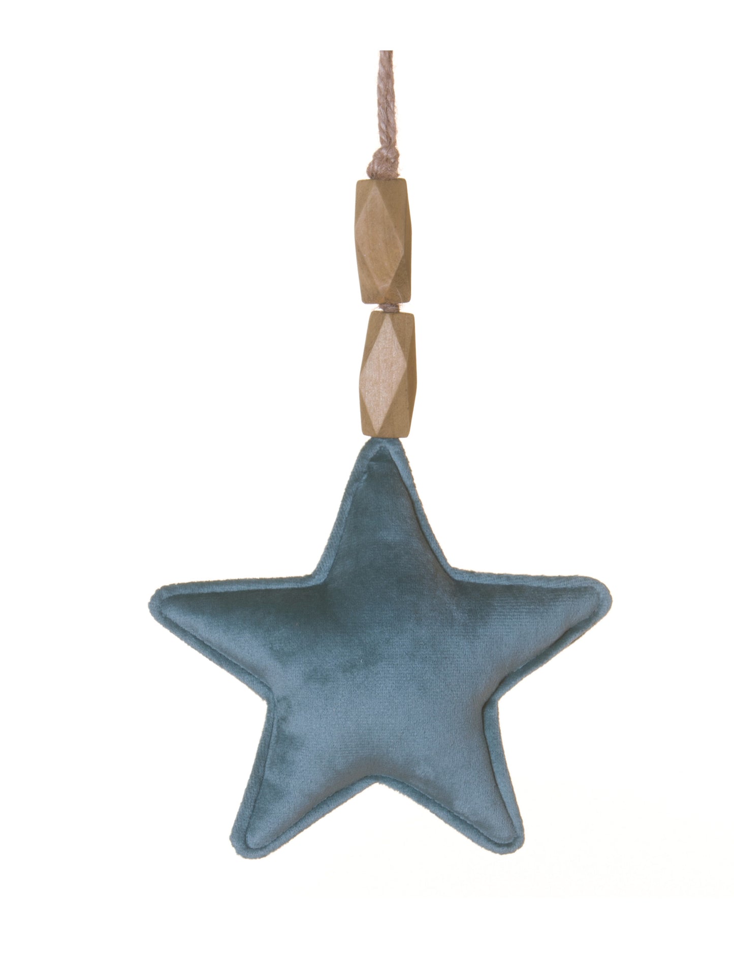Suspension étoile en velours bleu avec perles en bois