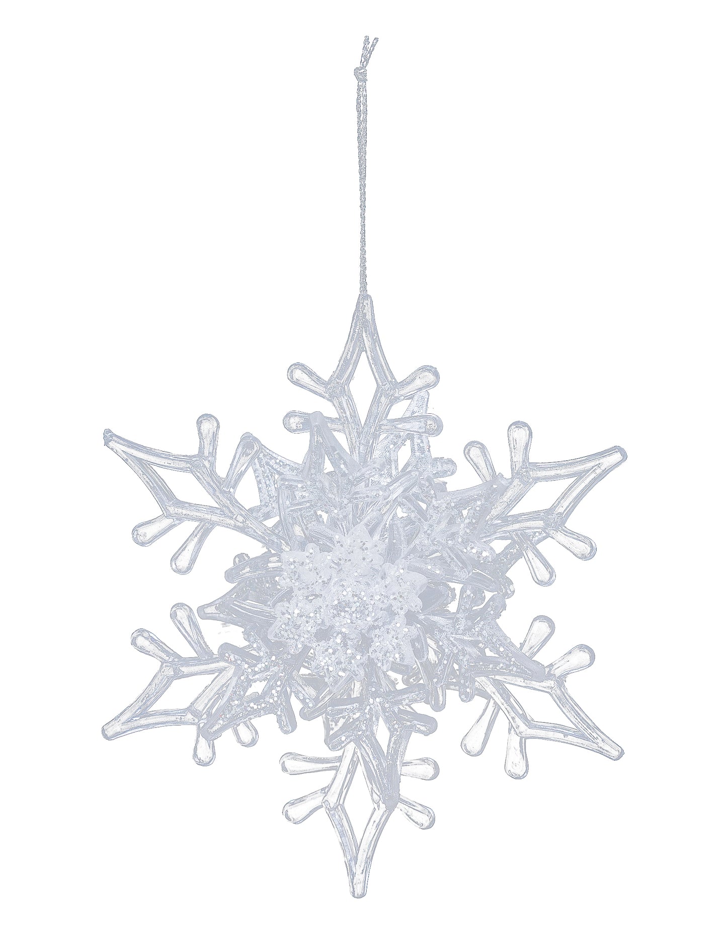 Třpytivé závěsné světlo sněhové vločky 11 cm náhodný vzor pro strom