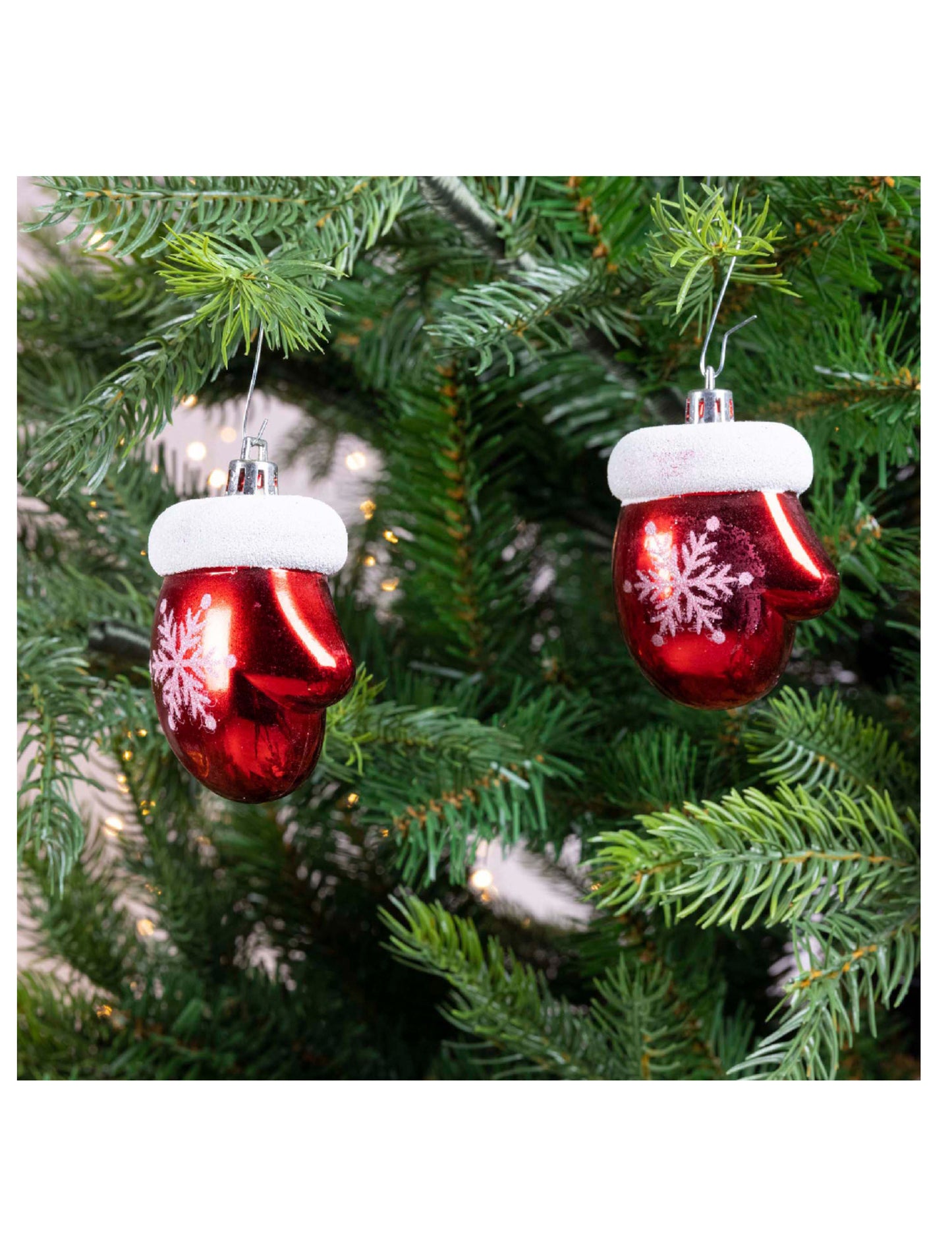 2 červené věšáky na palčáky na stromeček 7 cm