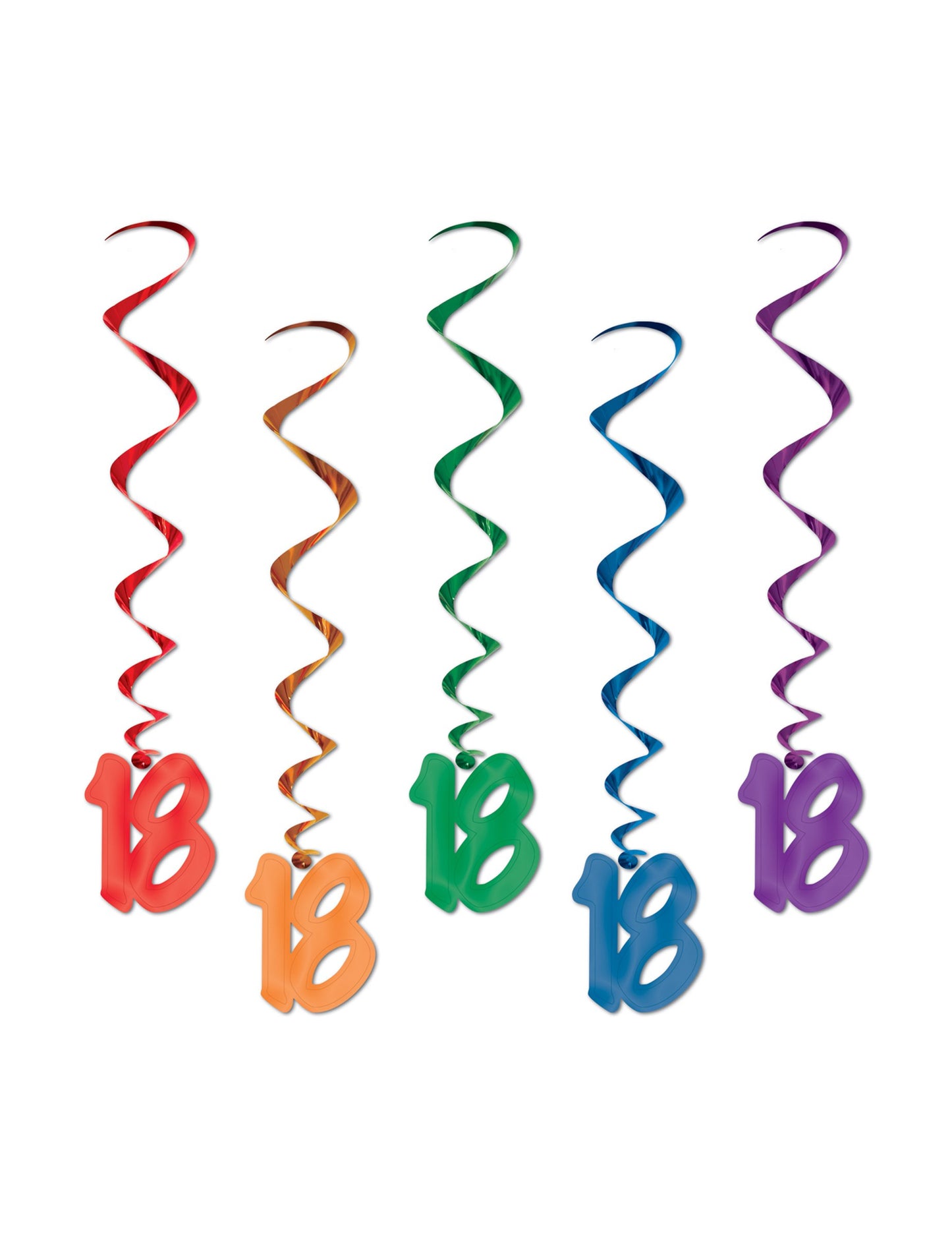 5 vícebarevných 18 let starých spirálových přívěsků