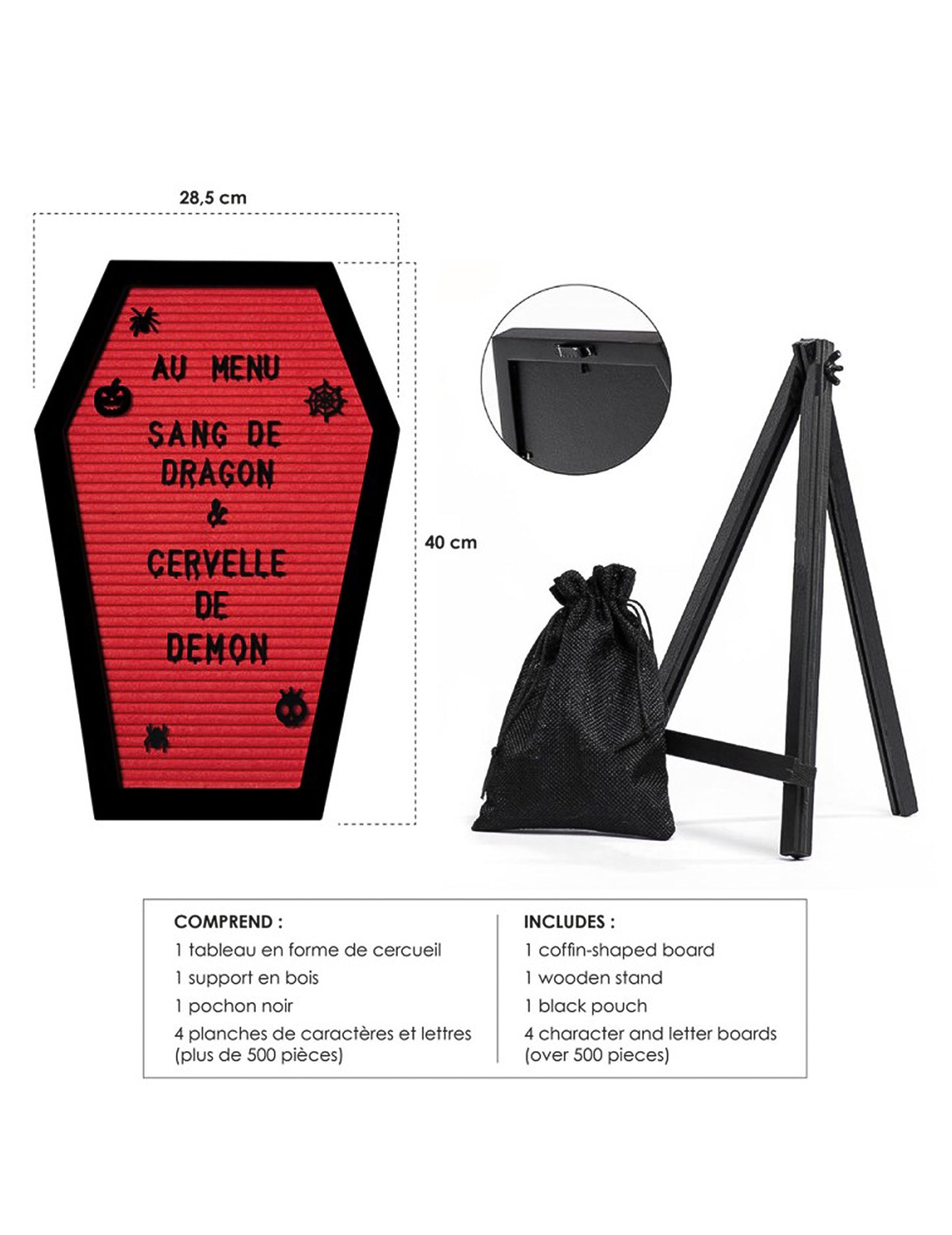 Přizpůsobitelná deska na rakev s písmeny a stojanem 40 cm