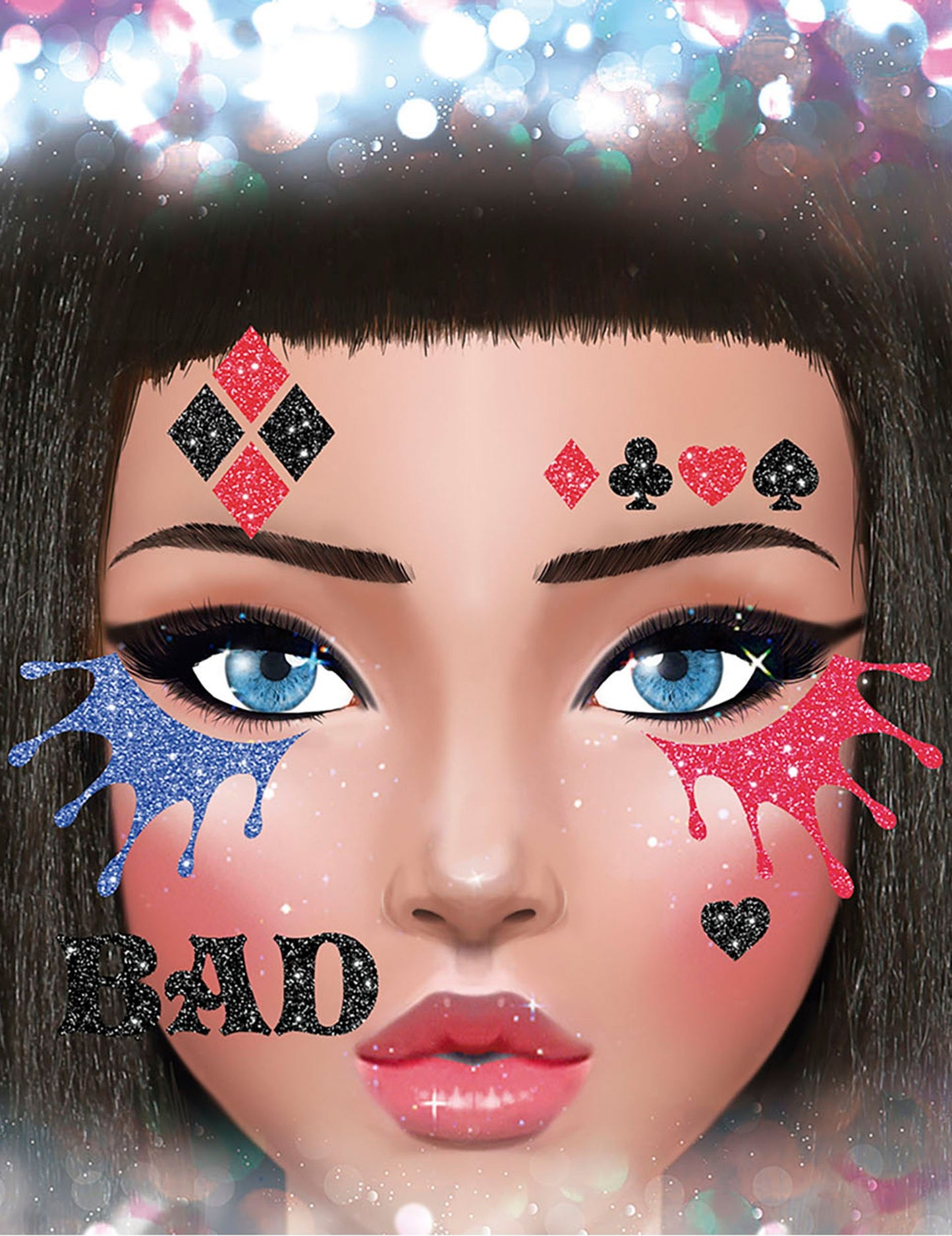 Třpytivé tetování zlého harlekýna