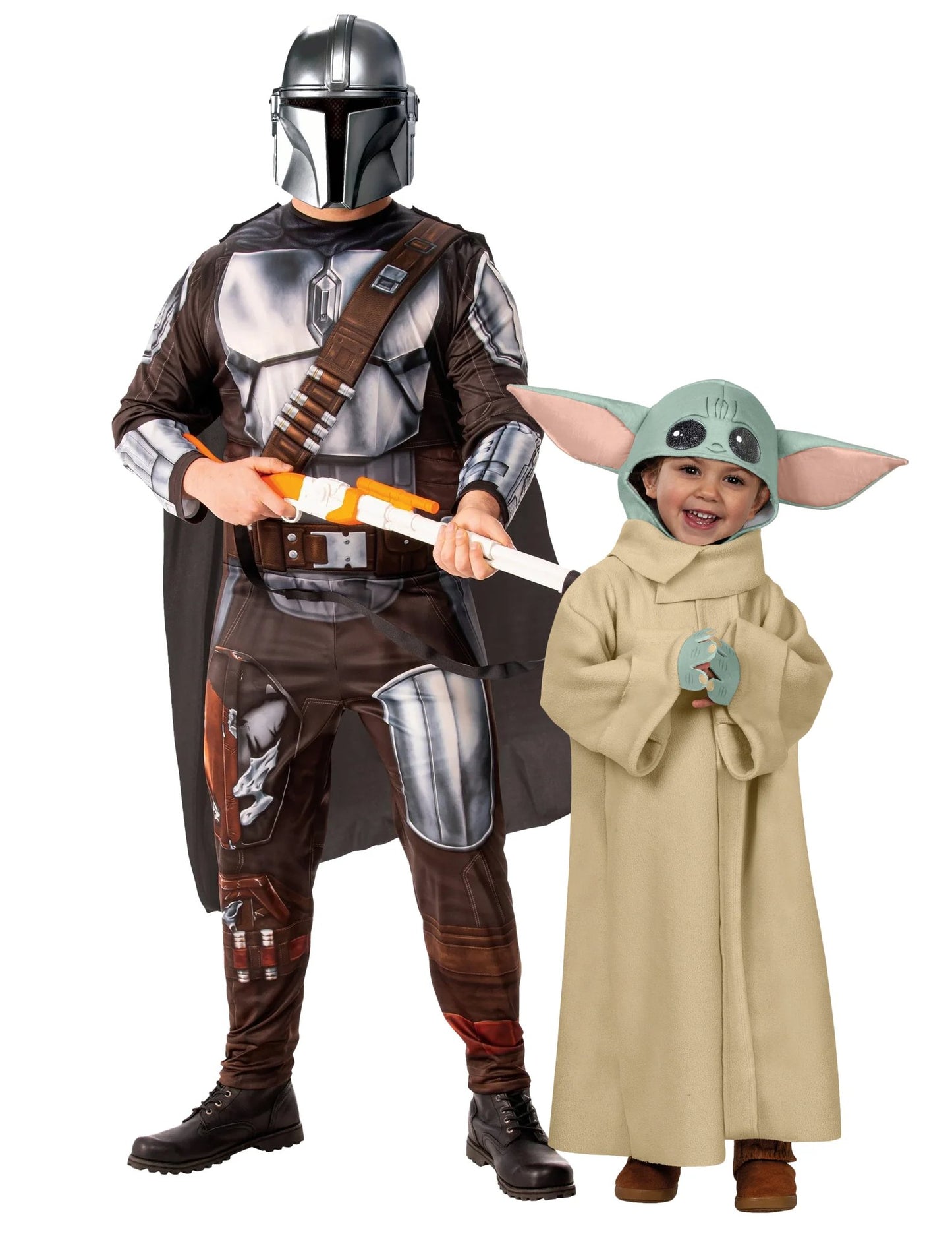 Mandalorian- und Baby-Yoda-Paar-Kostüm Vater und Sohn