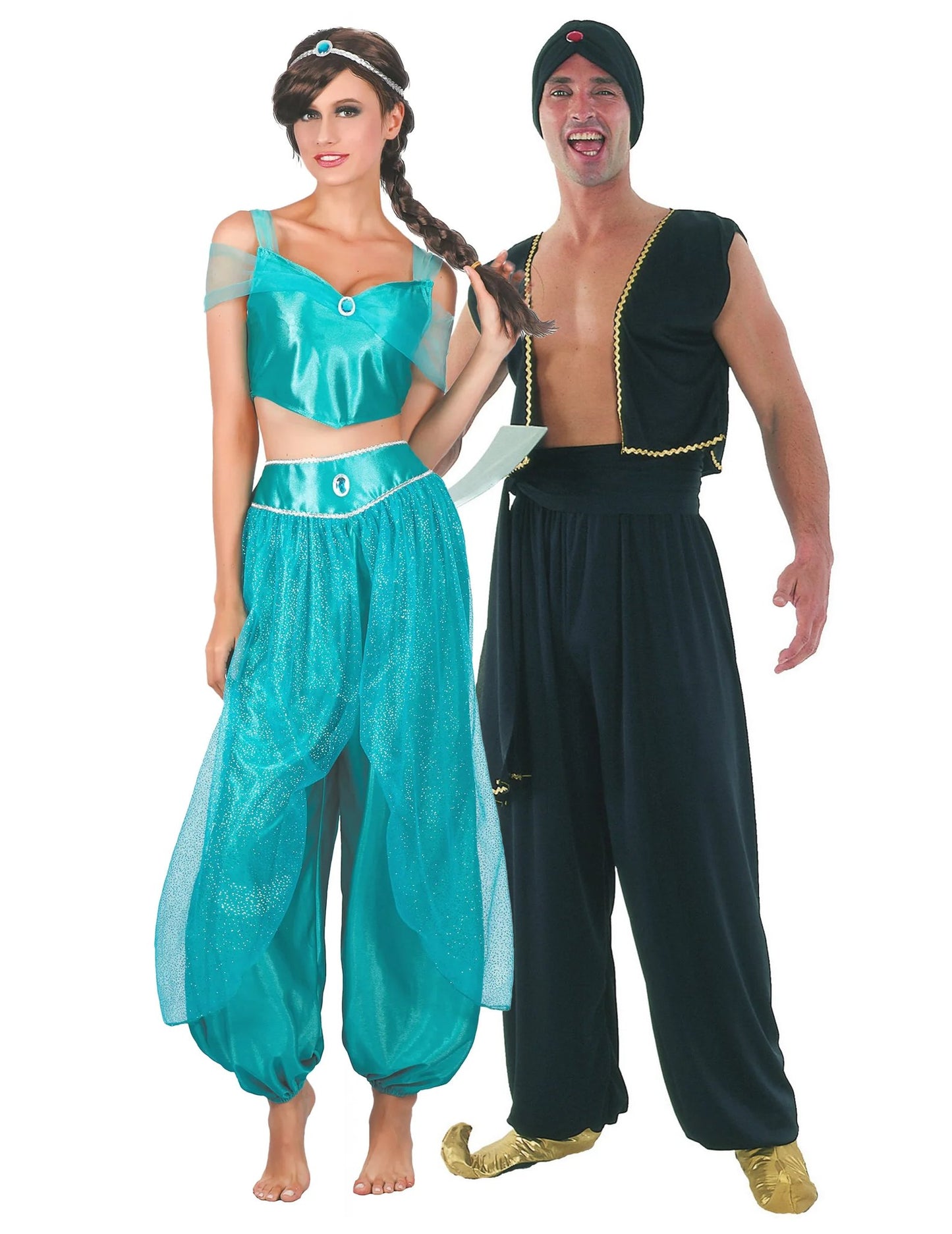 Párový kostým sultán a princezna, modrý, pro dospělé