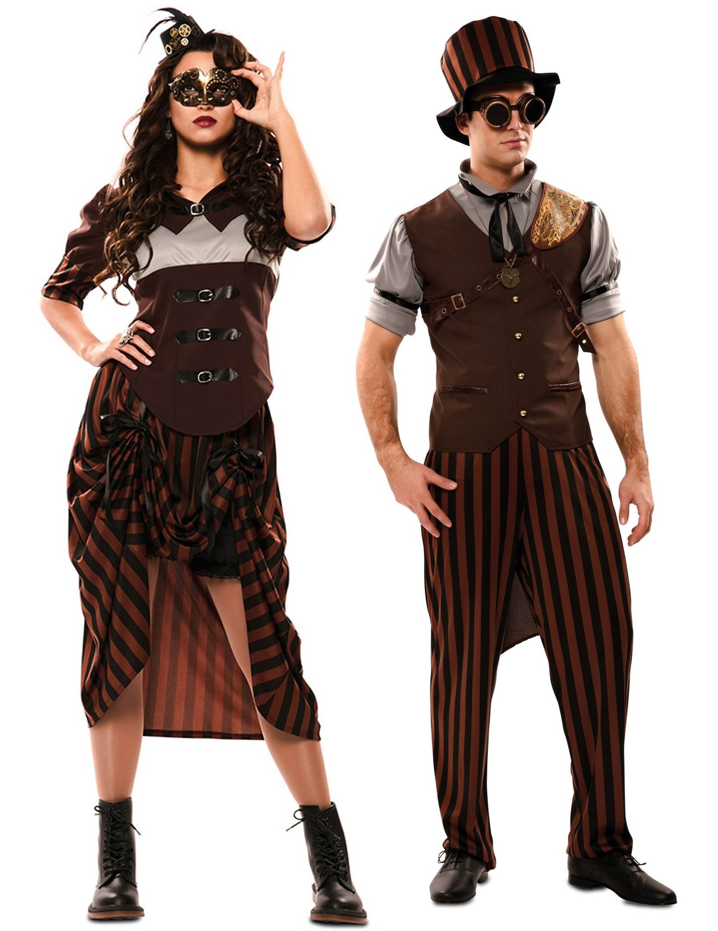 Steampunk-Paar-Kostüm braun für Erwachsene