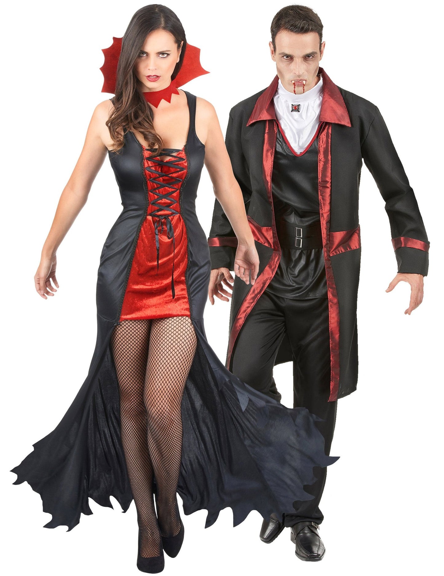 Vampir-Paarkostüm Halloween rot und schwarz für Erwachsene