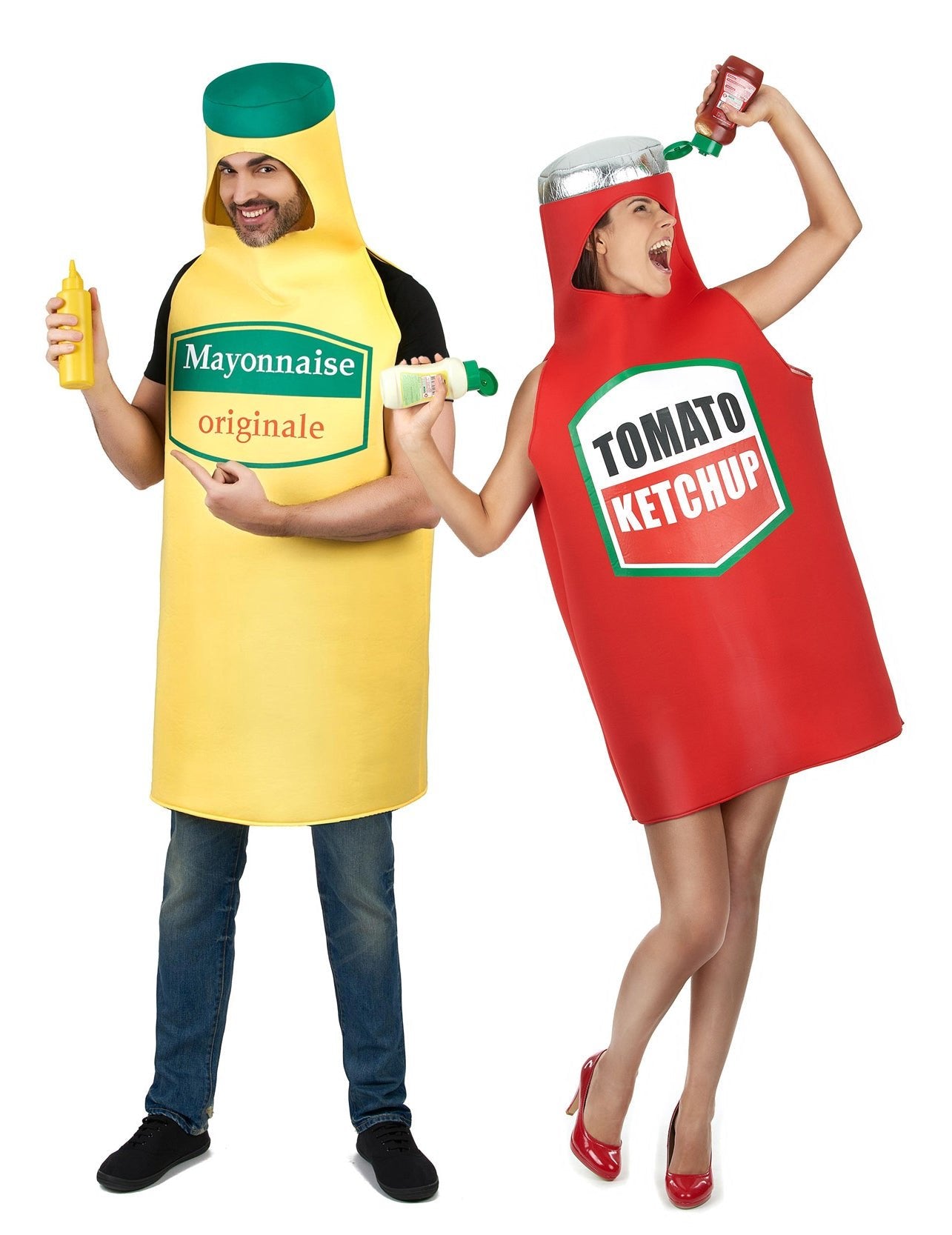Erwachsenes Paar-Kostüm Mayonnaise und Ketchup