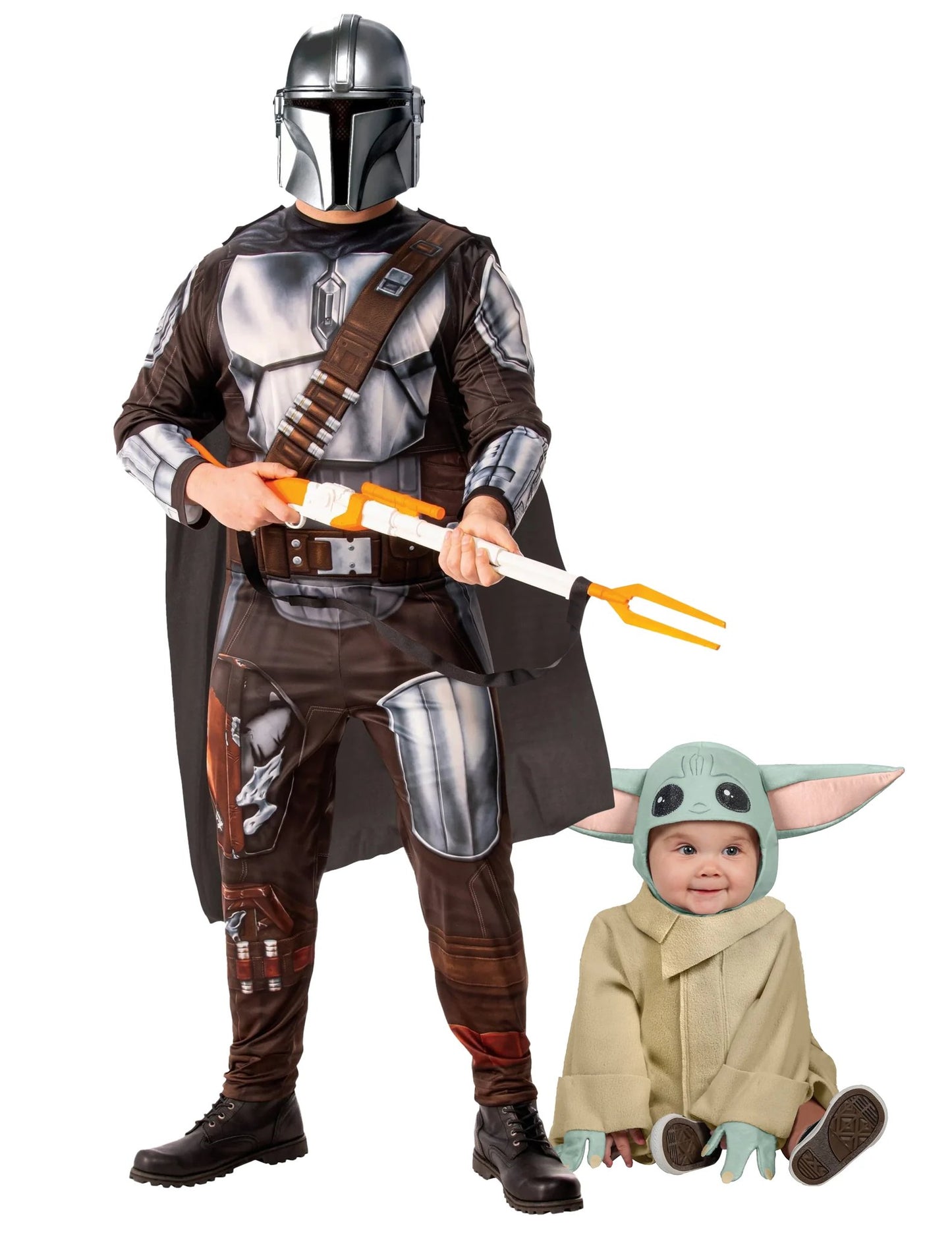 Mandalorian- und Baby-Yoda-Paarkostüm für Vater und Sohn