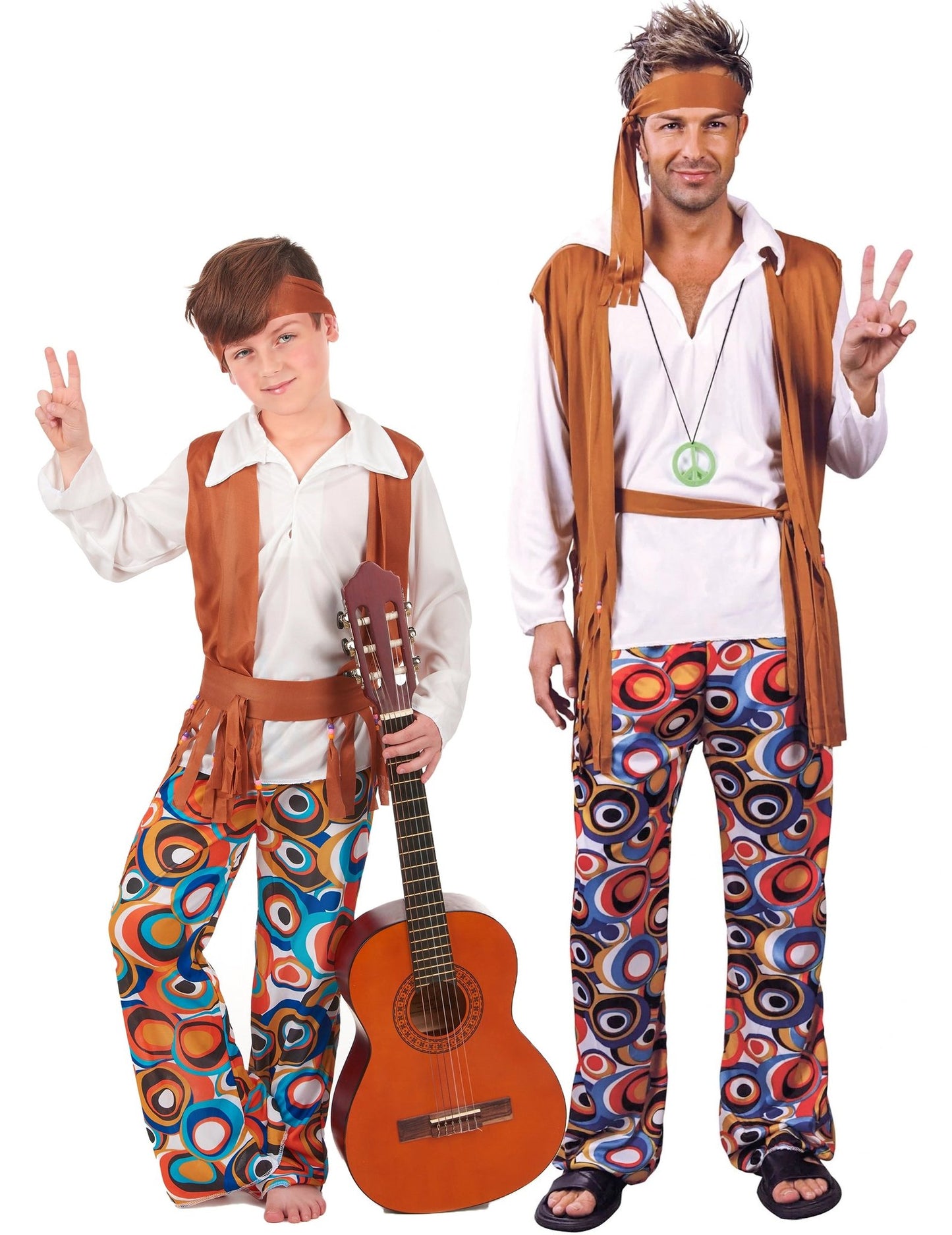 Párový hippie kostým pro otce a syna
