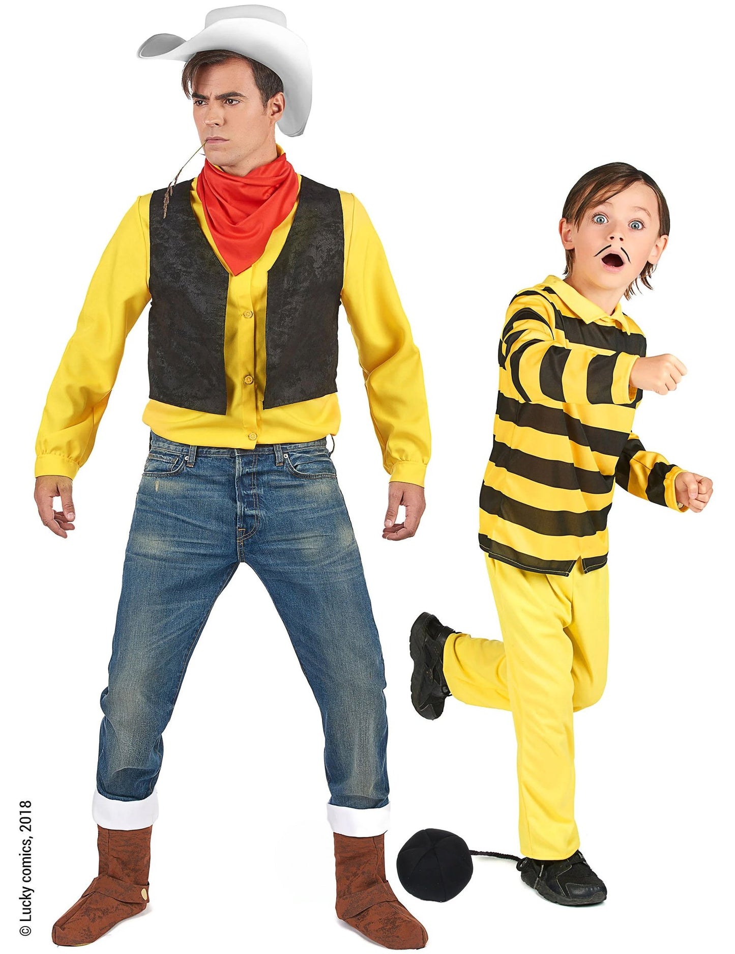 Lucky Luke™- und Dalton-Vater-Sohn-Paarkostüm