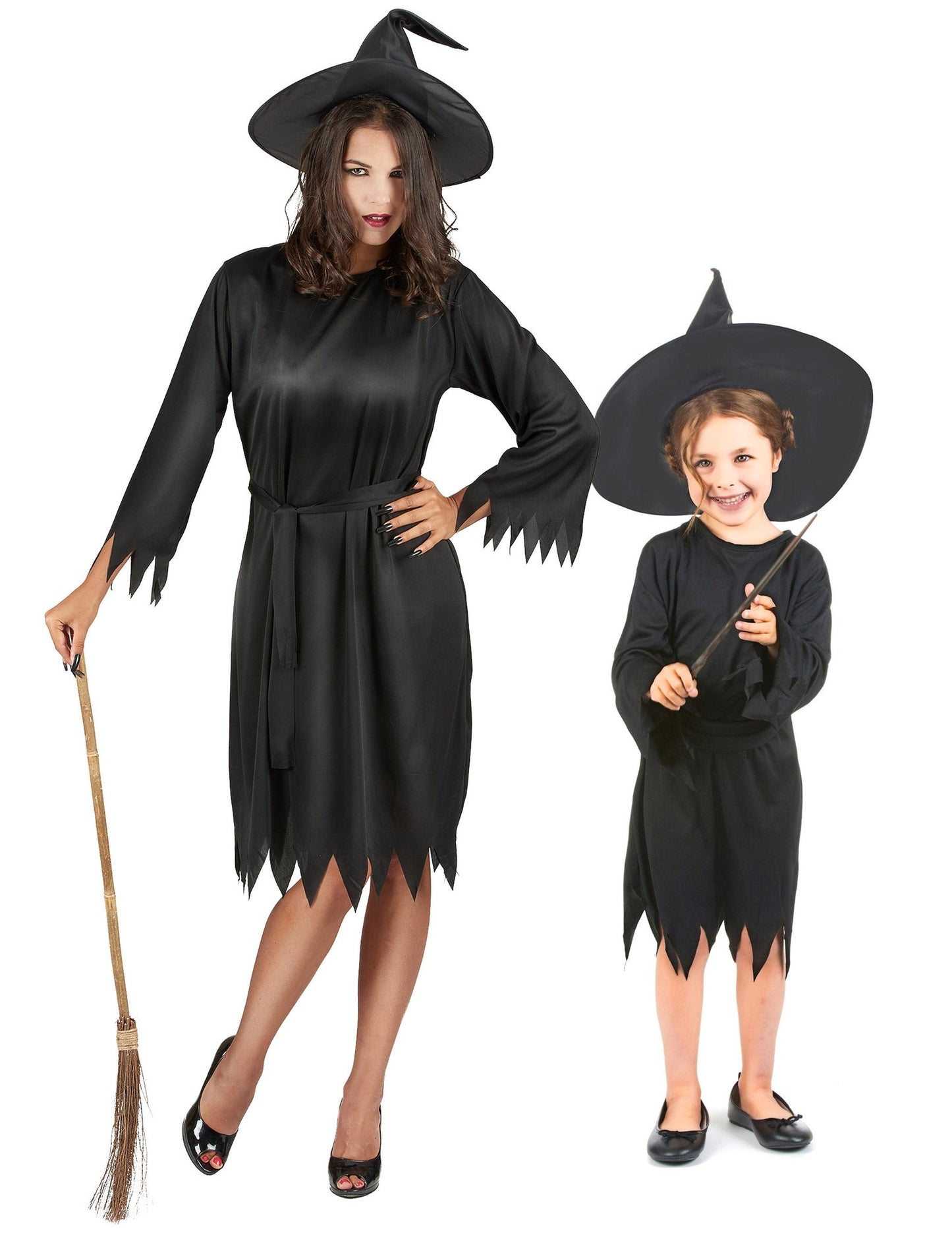 Párový kostým čarodějnice na Halloween pro matku a dceru