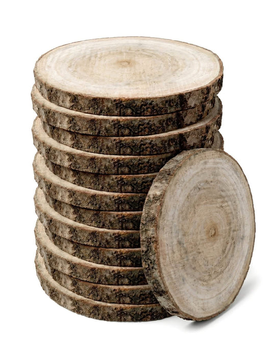 12 přírodních dřevěných špalků 13 až 17 cm