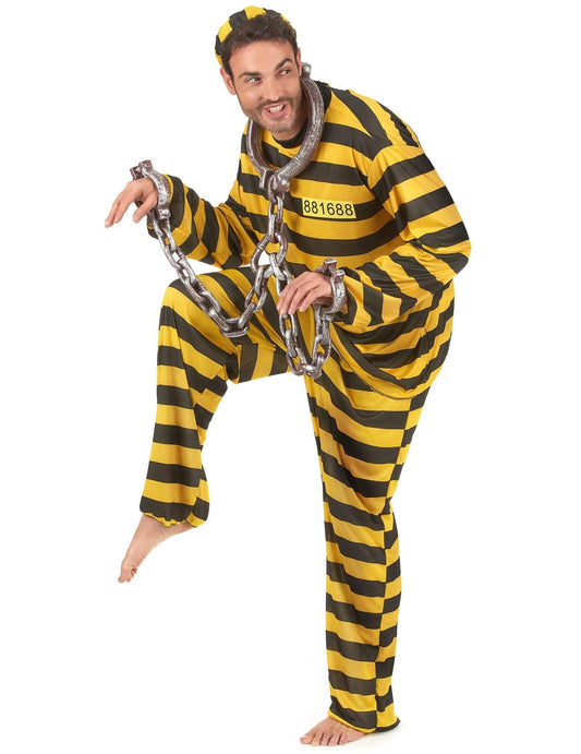 Párový kostým vězně, žlutý, pro dospělé