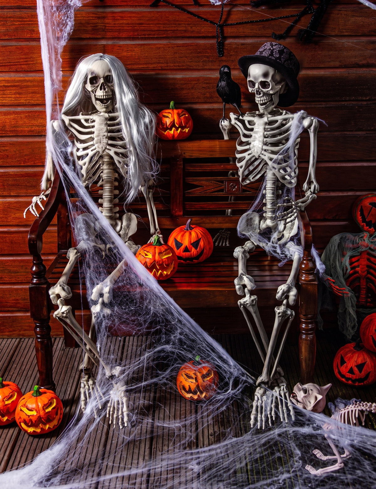Bílá pavučina s pavouky 20 g Halloween