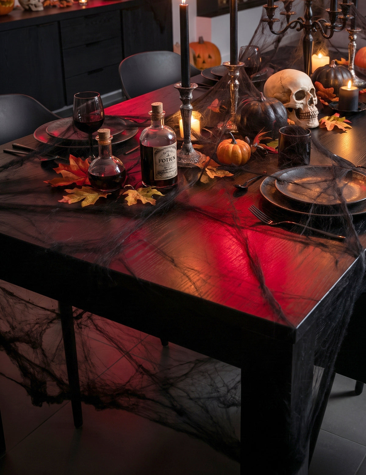 Černá pavučina s pavouky 20 g Halloween
