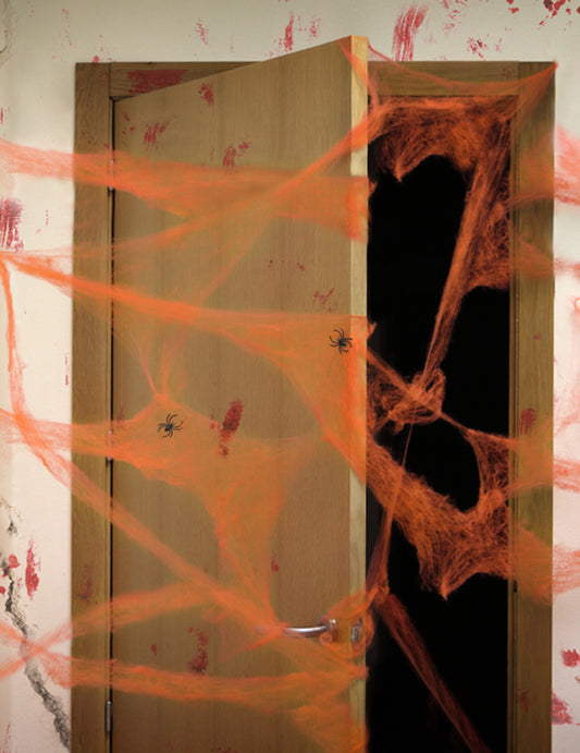 Oranžová pavučina s pavouky 20 g Halloween