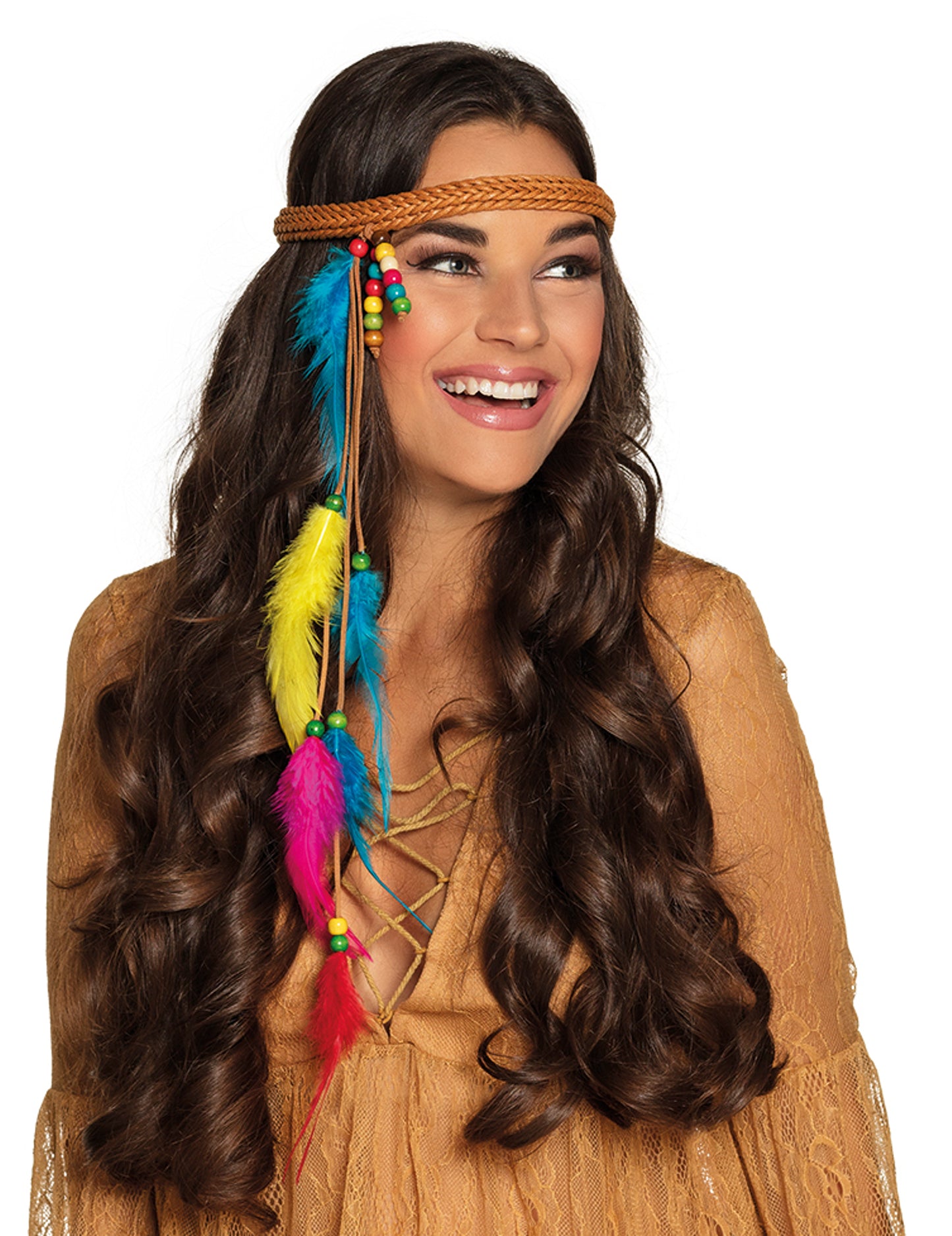 Fluorescenční péřová čelenka pro dospělé