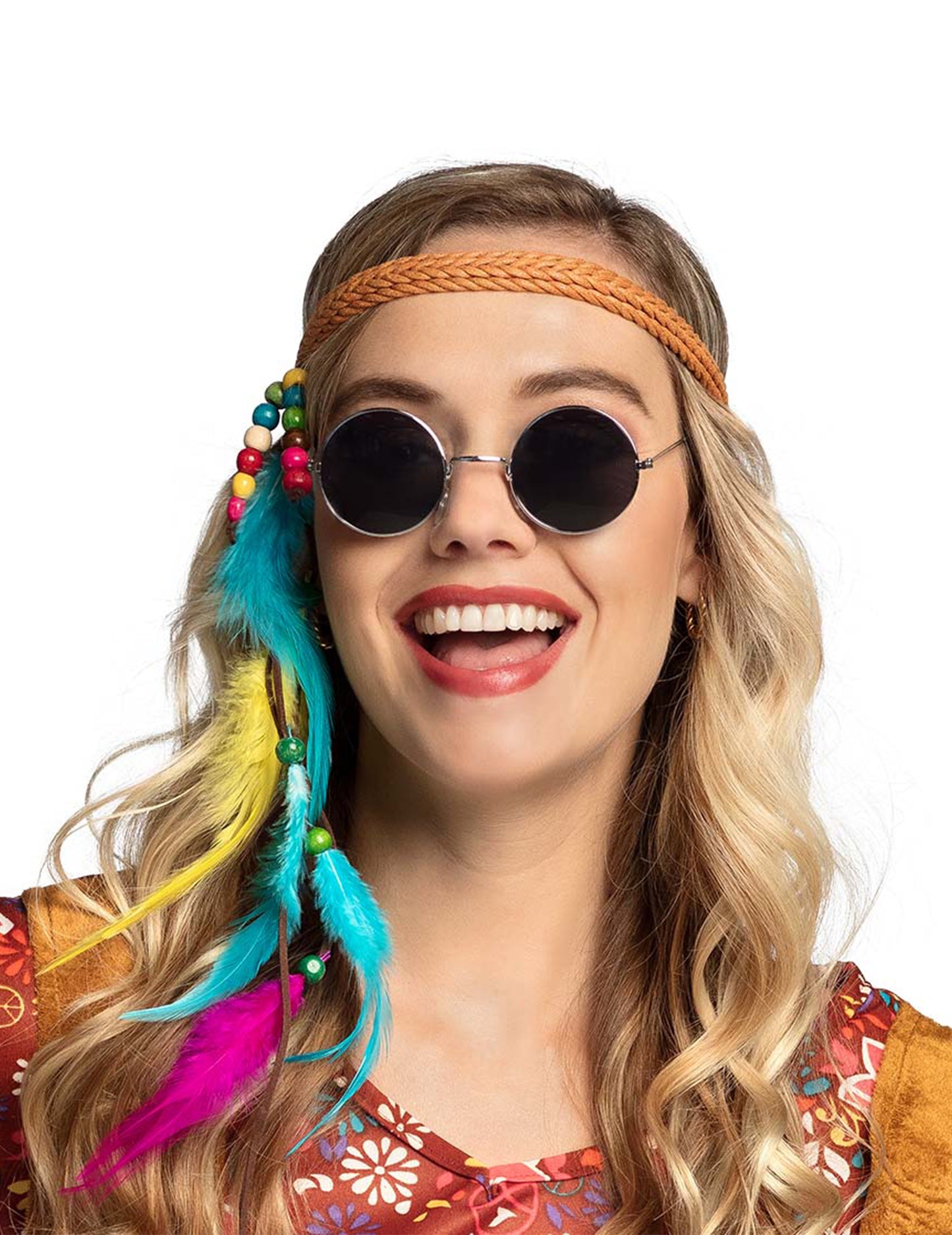 Fluorescenční péřová čelenka pro dospělé