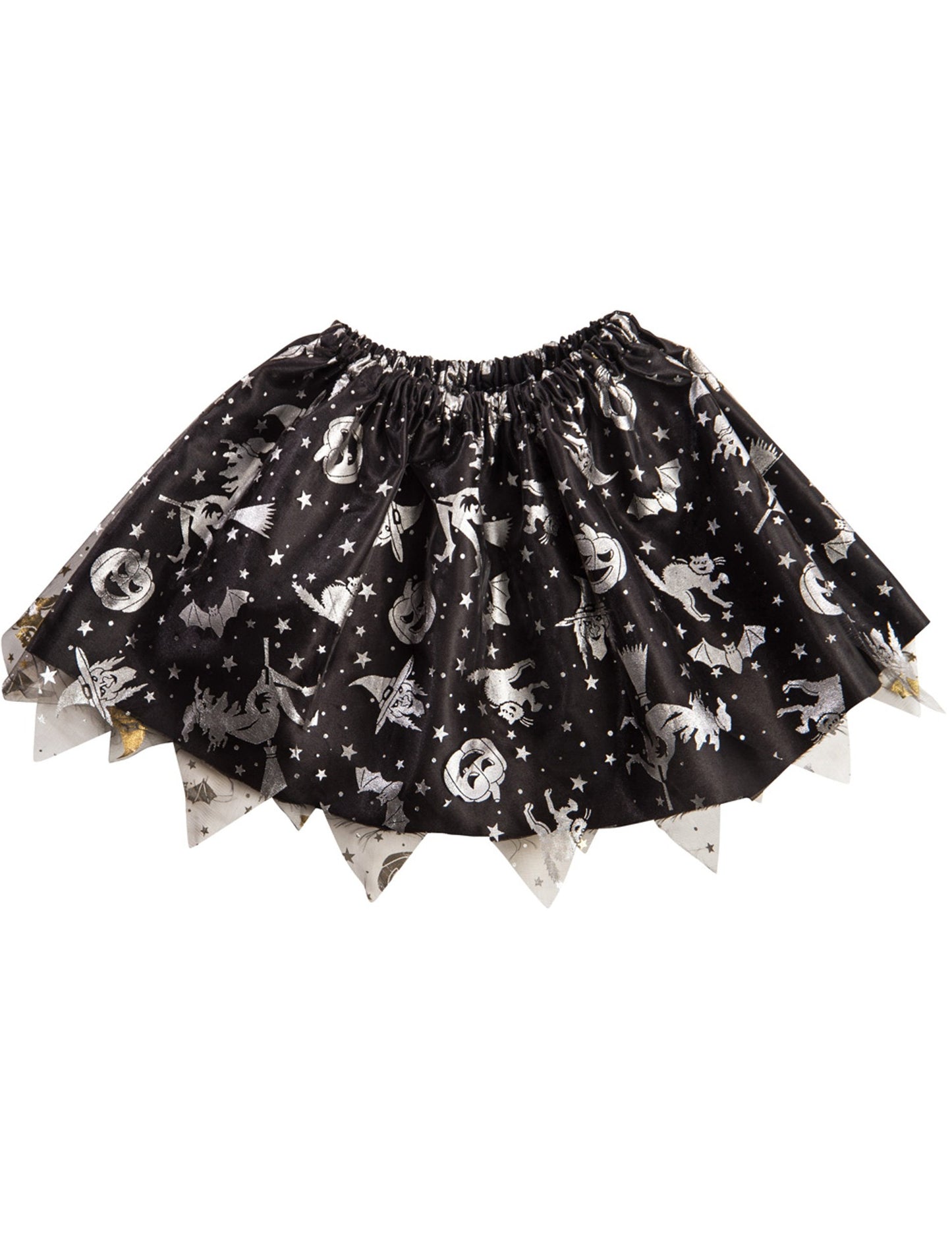 Černo-stříbrná halloweenská sukně pro dívky