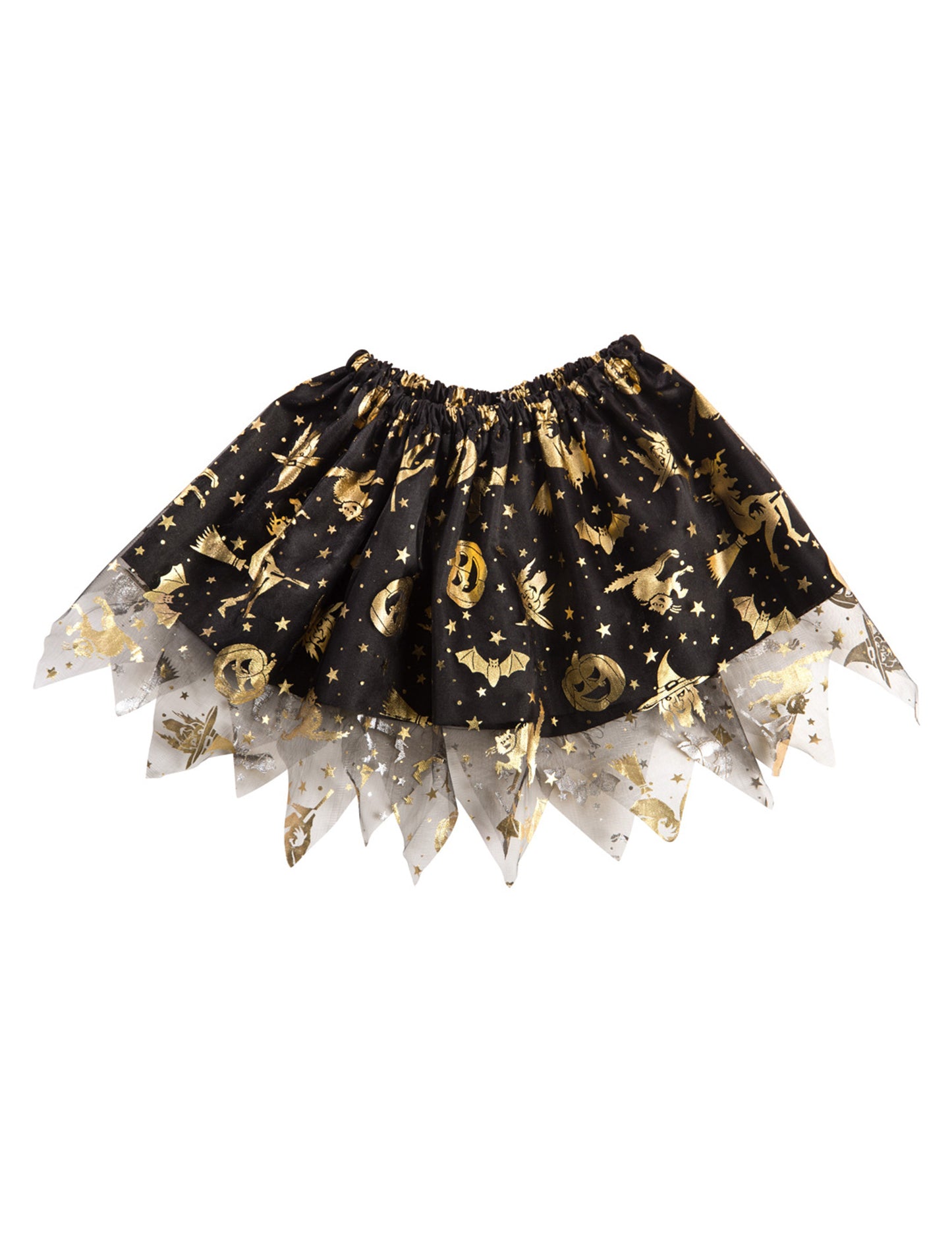 Černo-zlatá halloweenská sukně pro dívky