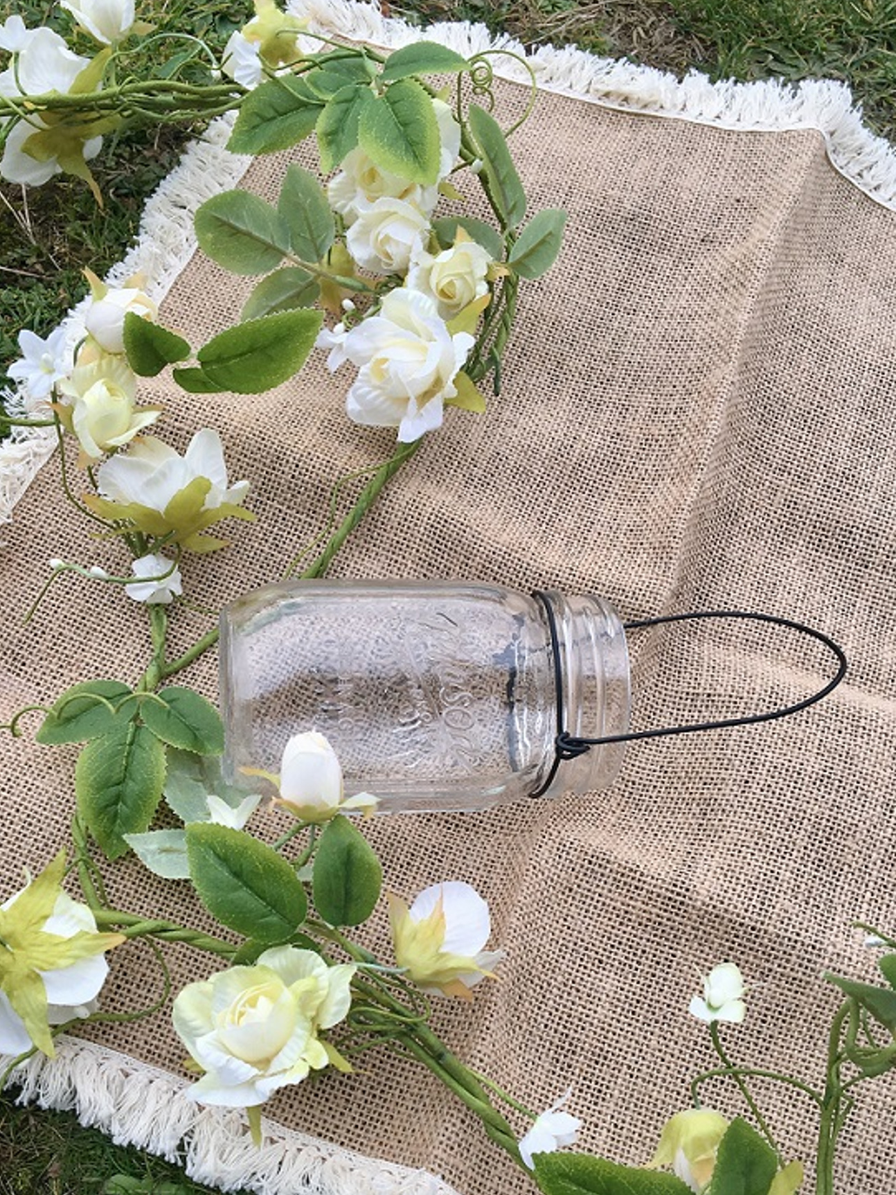 Mason skleněná váza 13 cm s rukojetí