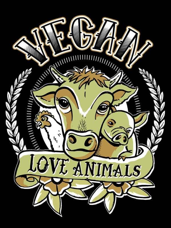 Detail motivu trička Vegan Love Animals