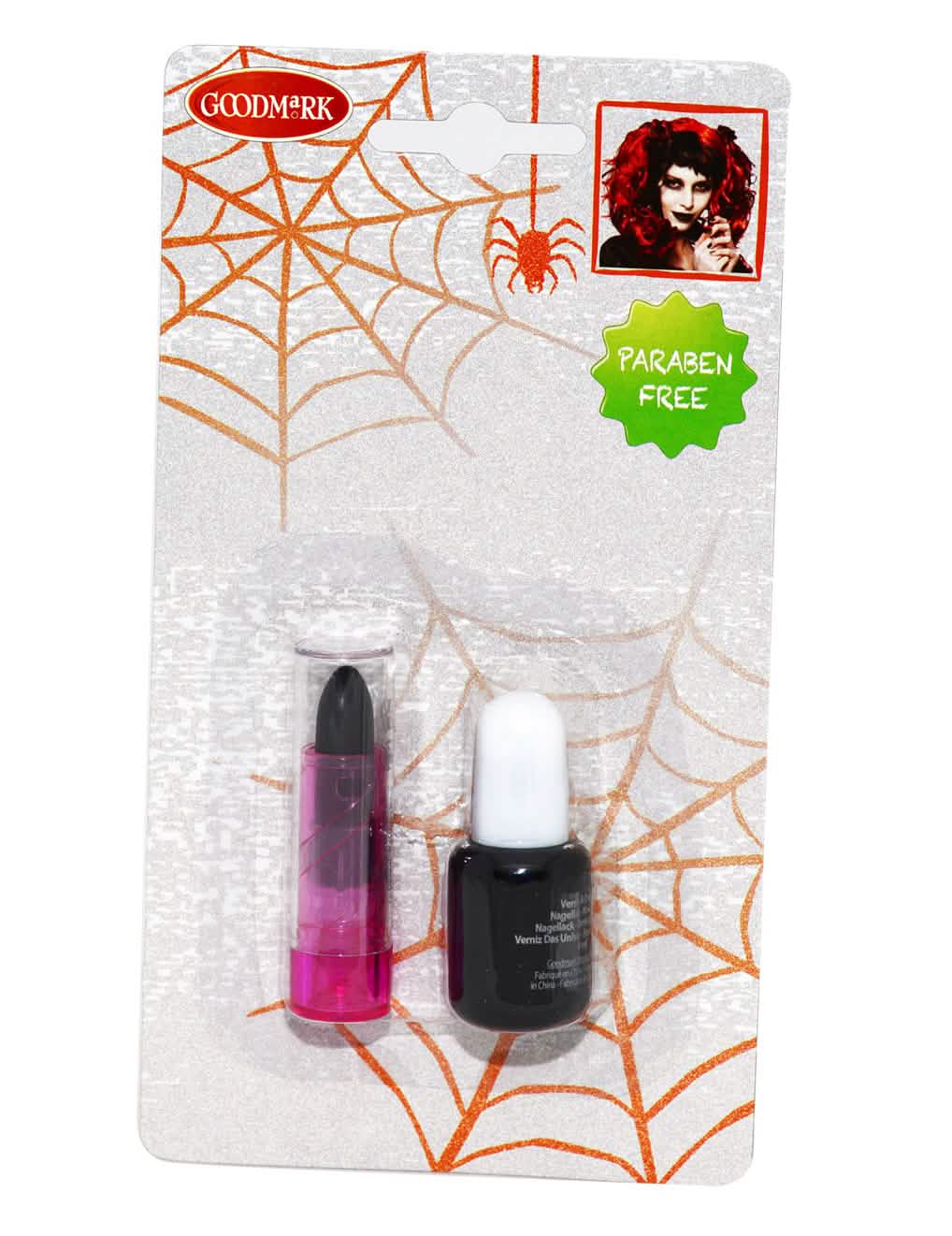 Pohled na obal laku na nehty a rtěnky halloween pro dospělý